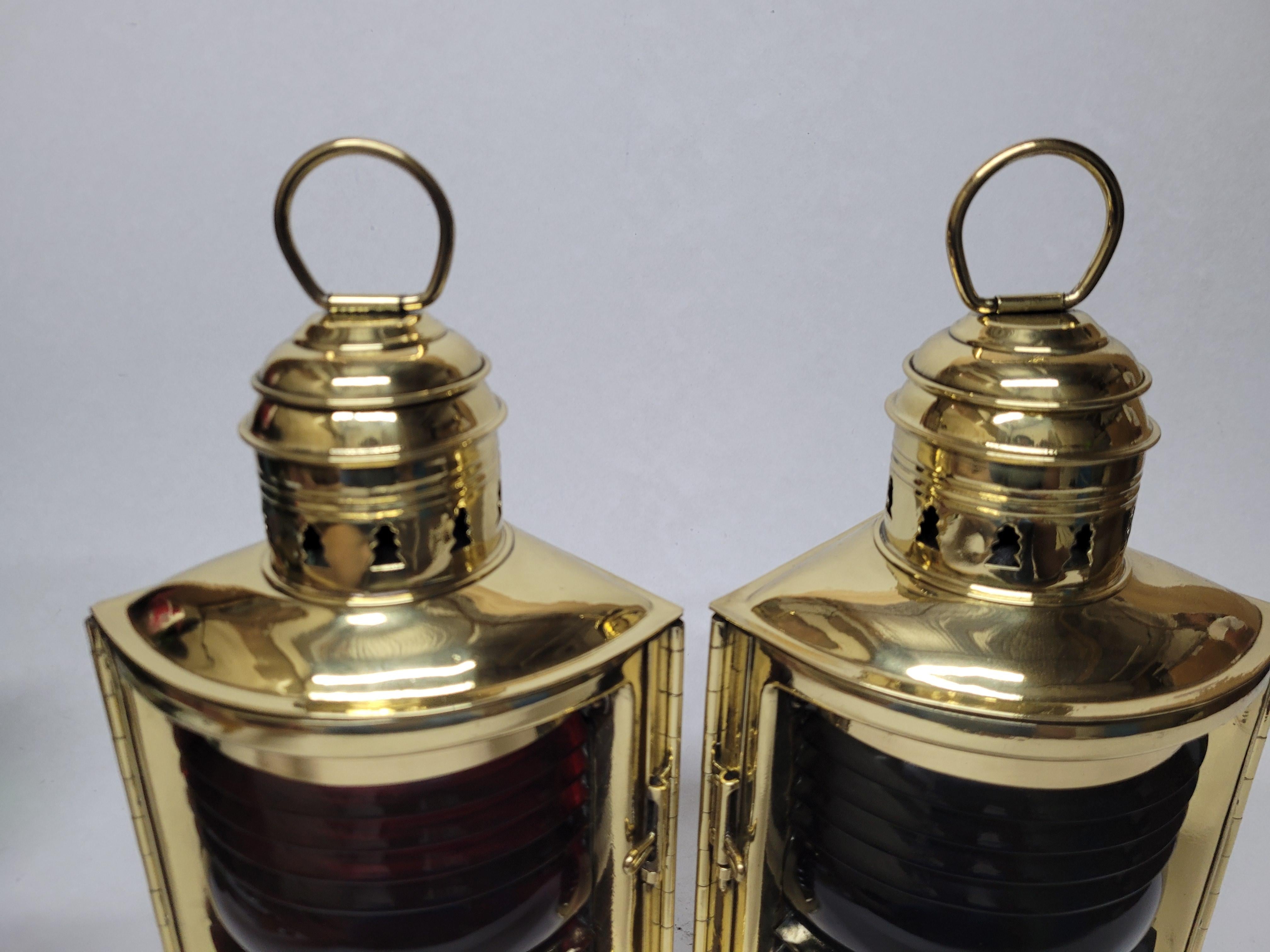 Brass Port and Starboard Boat Lanterns For Sale 5