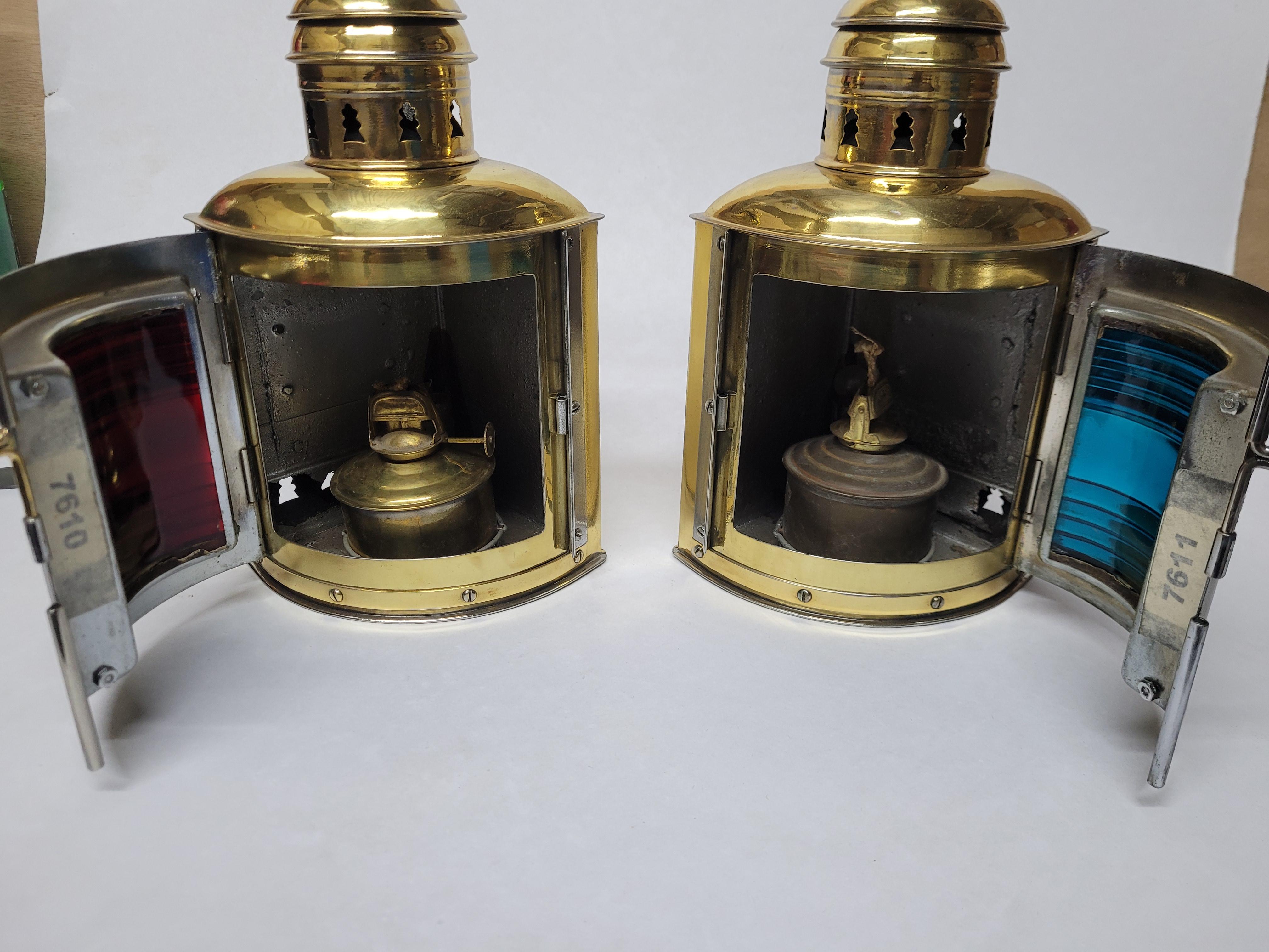 Brass Port and Starboard Boat Lanterns For Sale 8
