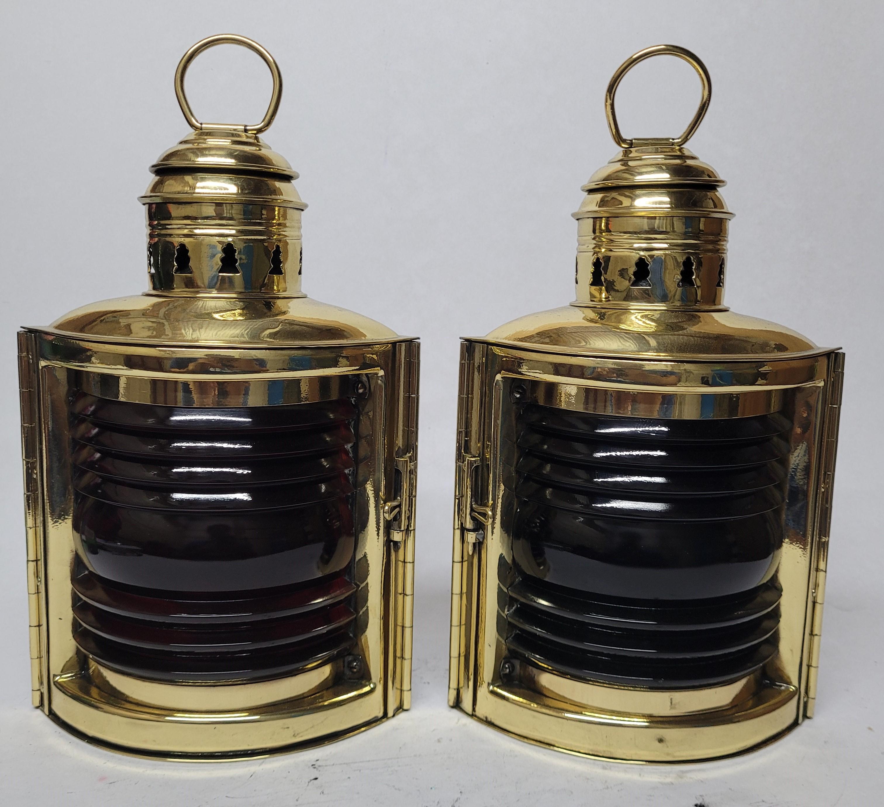 North American Brass Port and Starboard Boat Lanterns For Sale