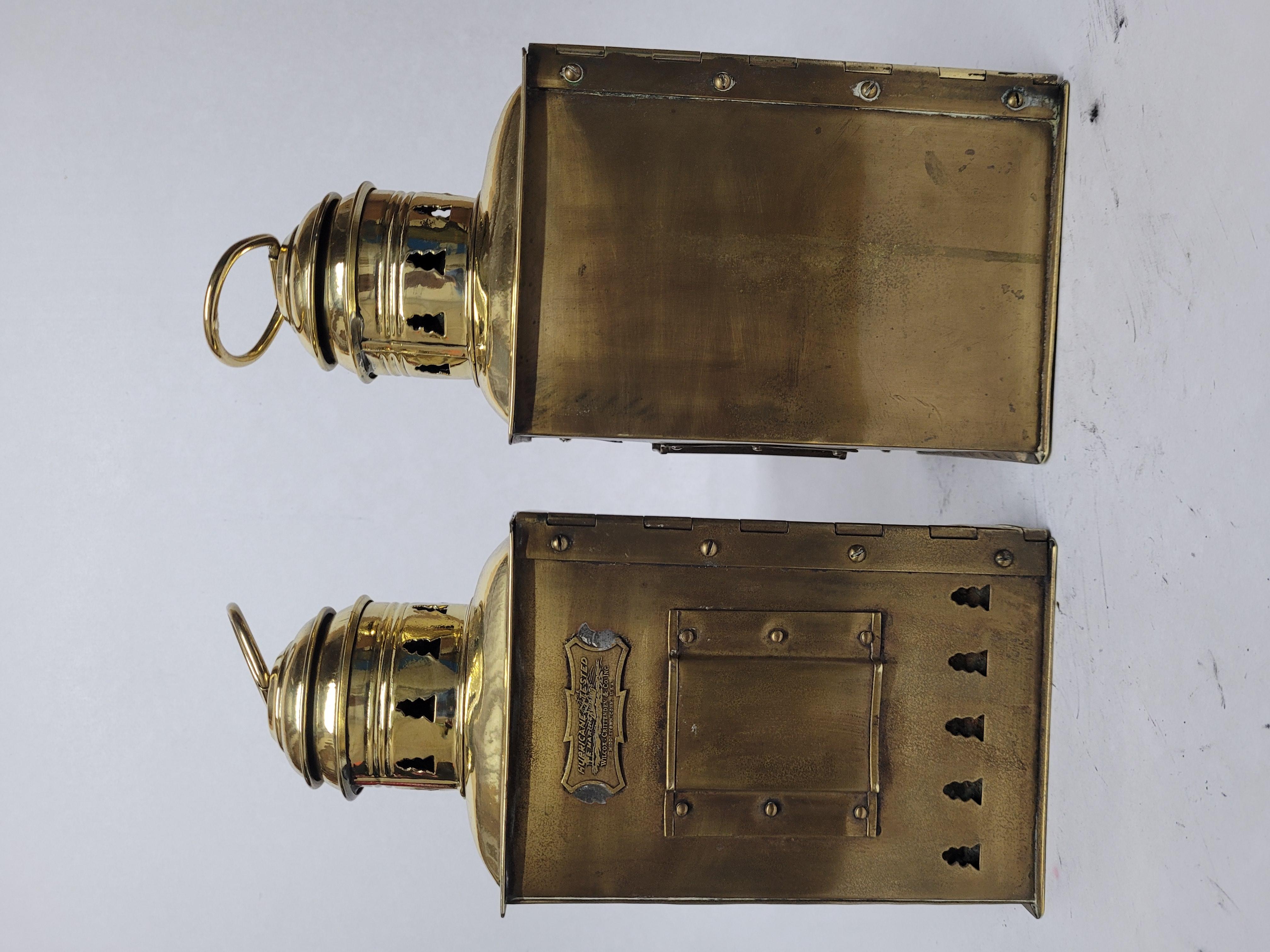 Early 20th Century Brass Port and Starboard Boat Lanterns For Sale