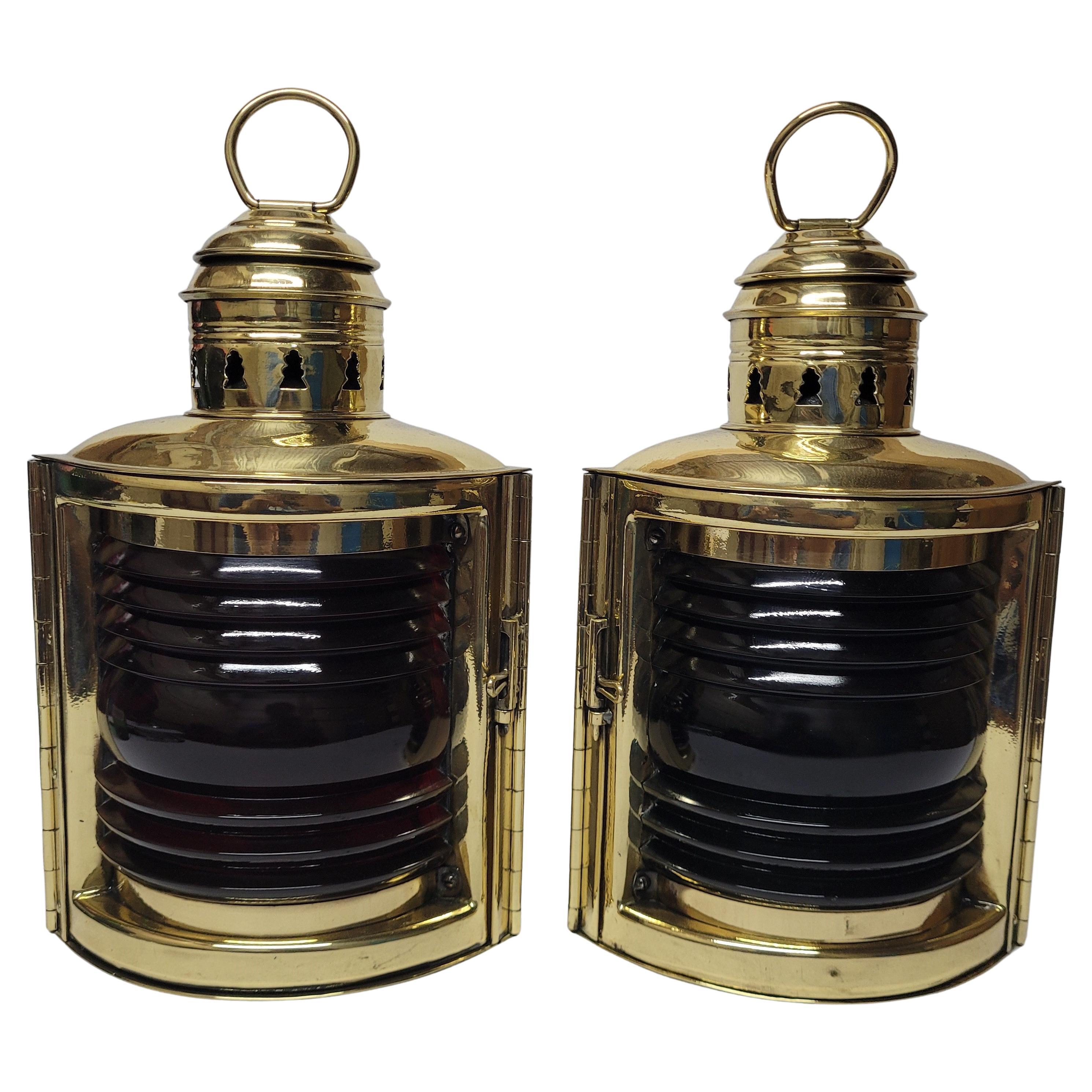 Brass Port and Starboard Boat Lanterns For Sale