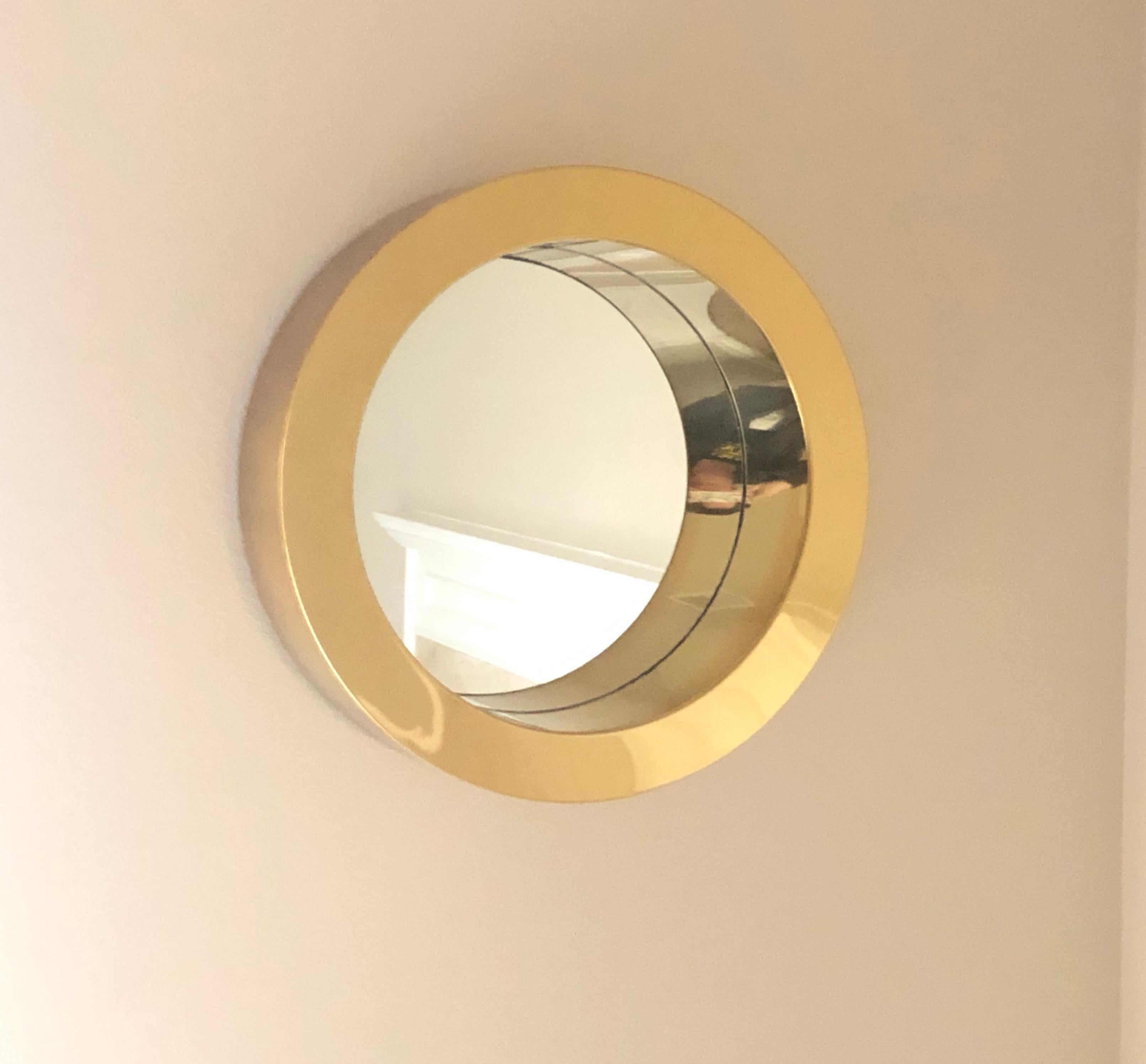 American Brass Porthole Mirror Signed C. Jere