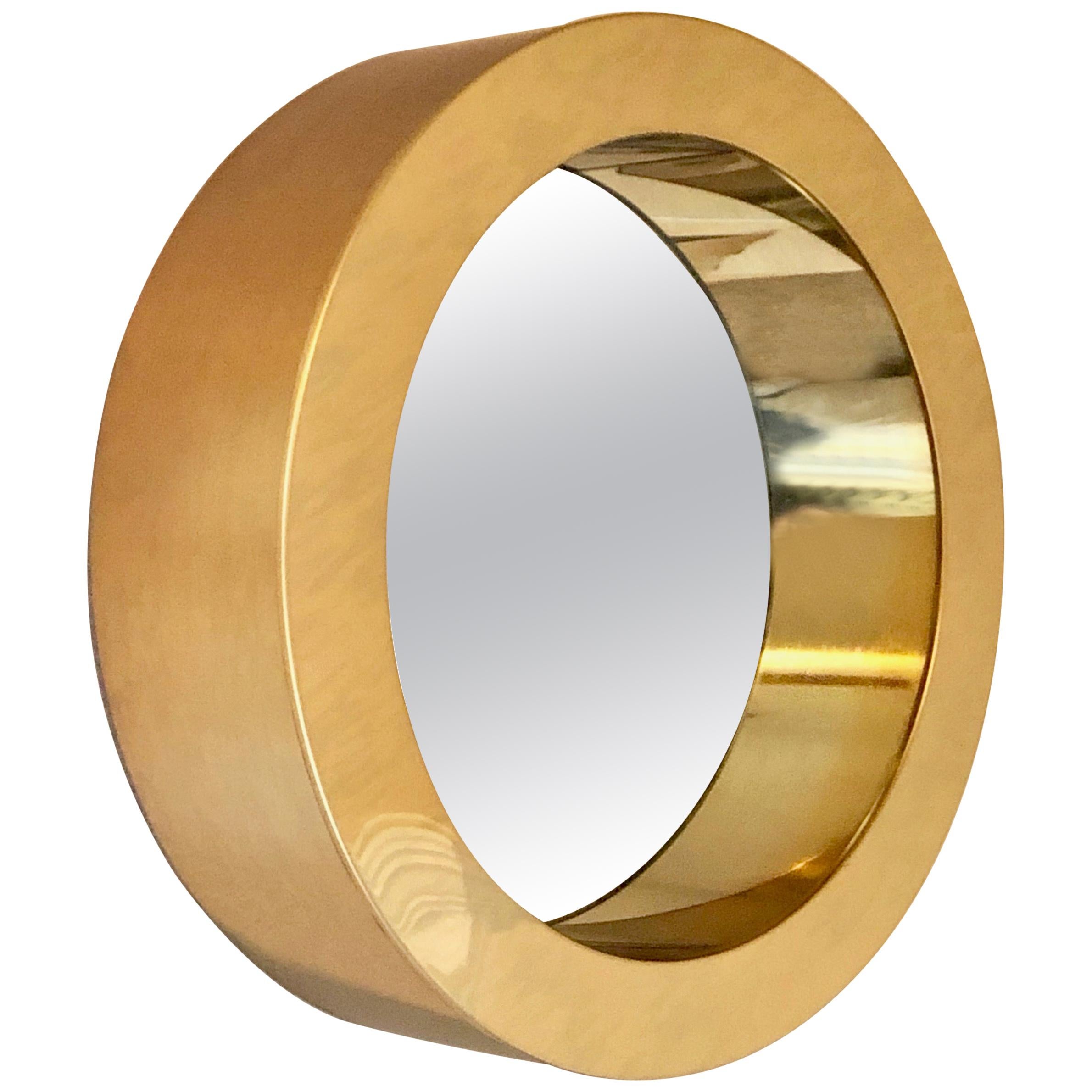 Brass Porthole Mirror Signed C. Jere