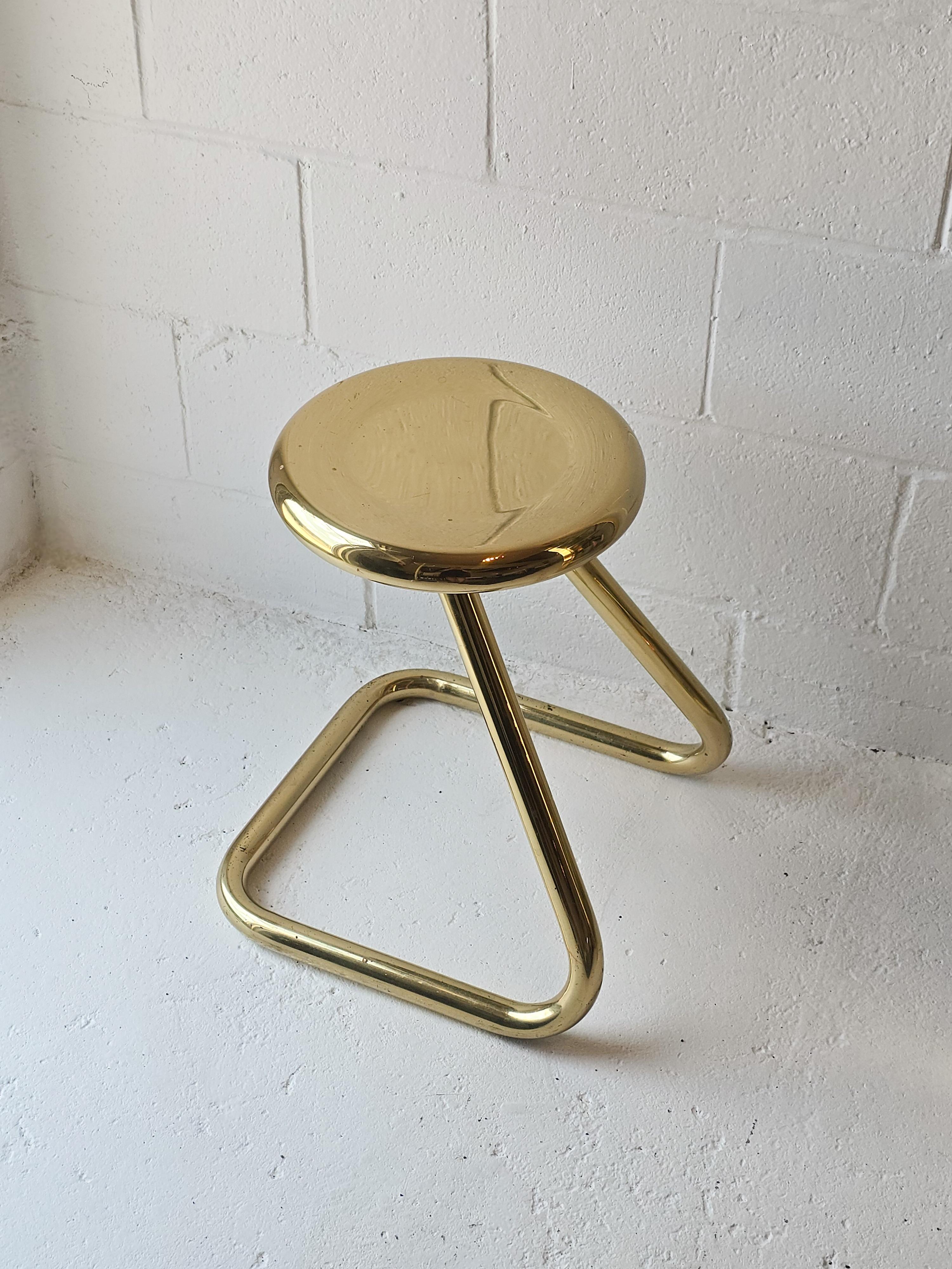 Post-Modern Brass Postmodern Space Age 1970s Stool For Sale