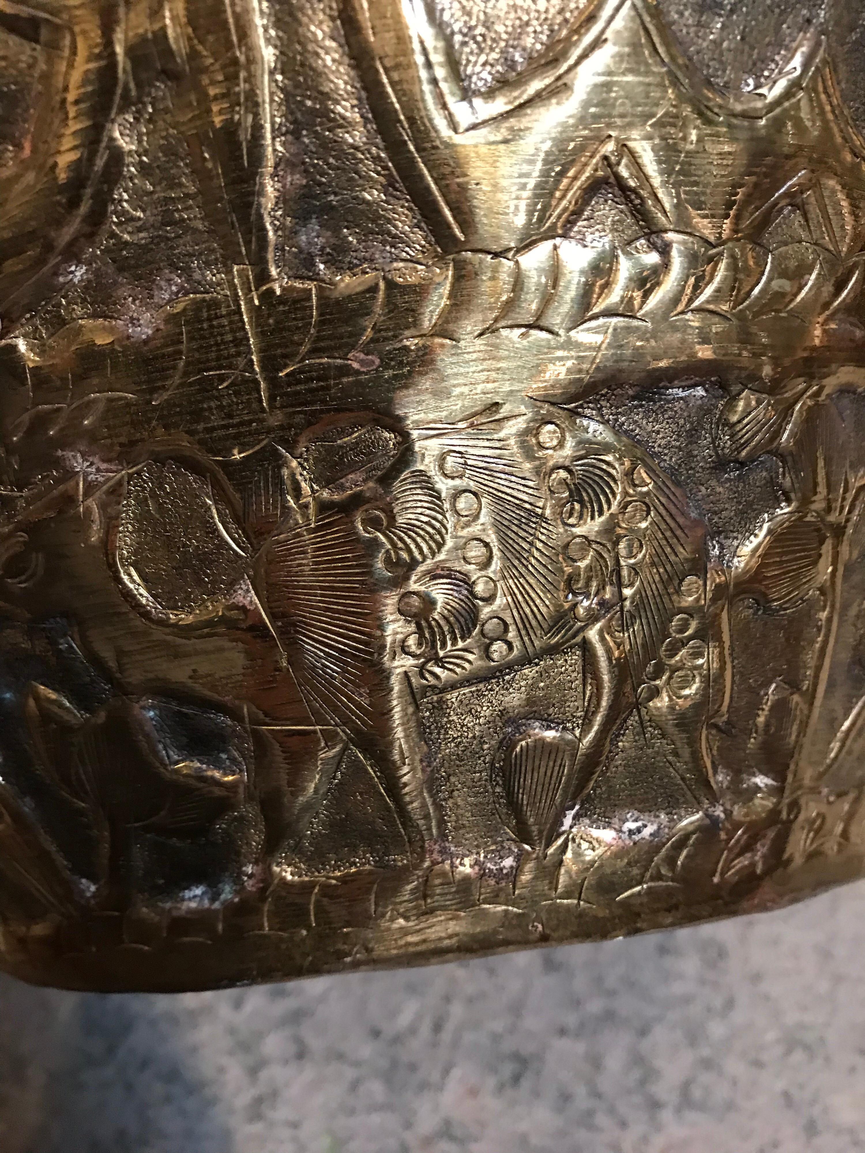 Carved Brass Pot