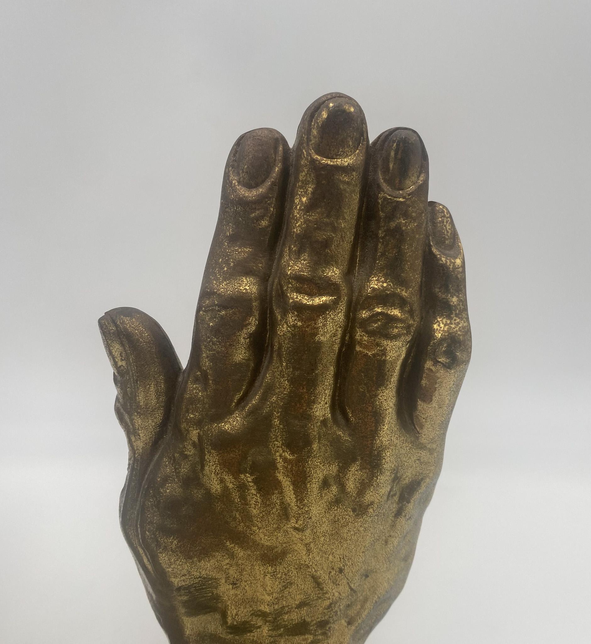 Brass Praying Hands Bookends, 1970's  For Sale 4