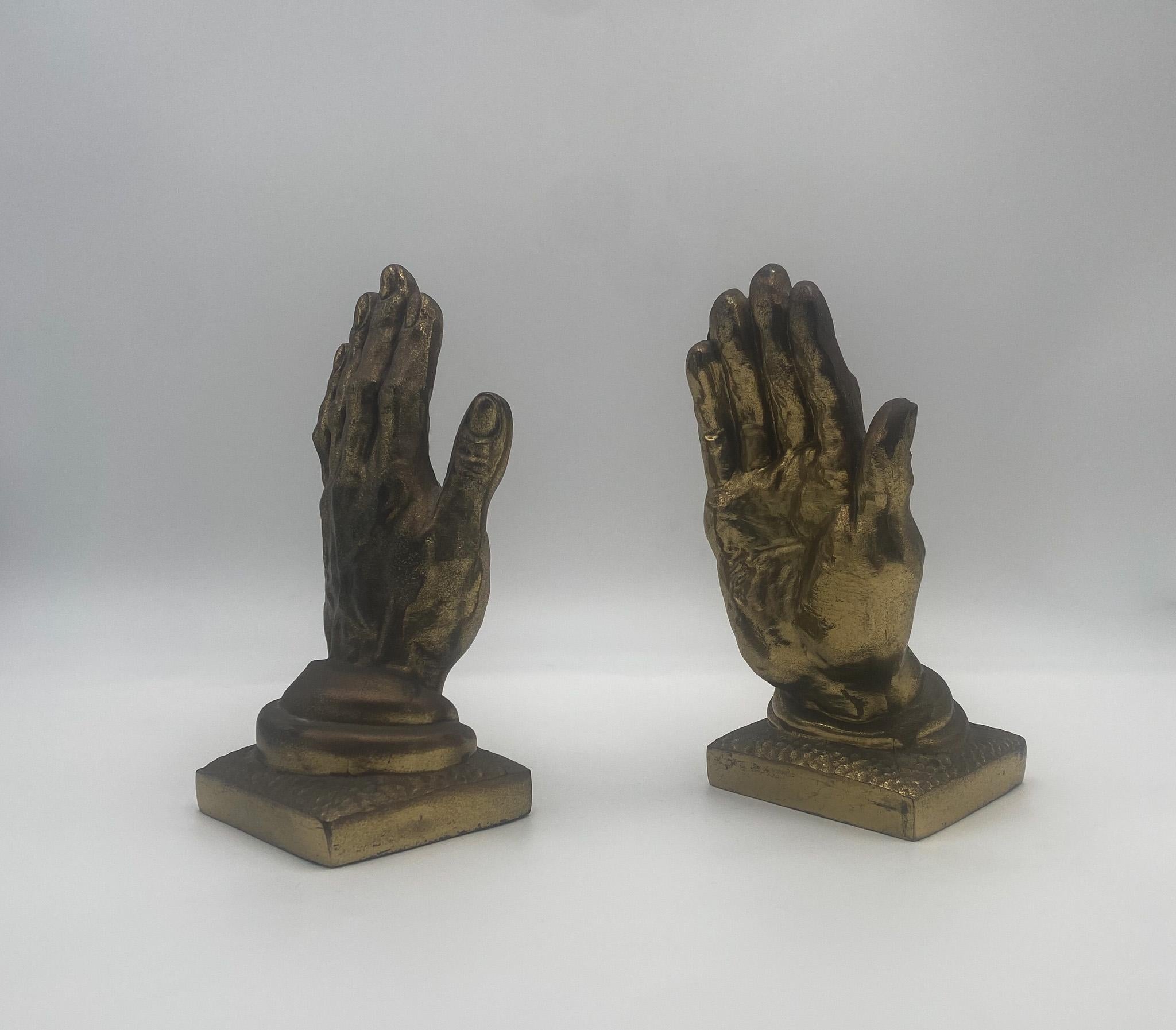 Brass Praying Hands Bookends, 1970's  For Sale 6