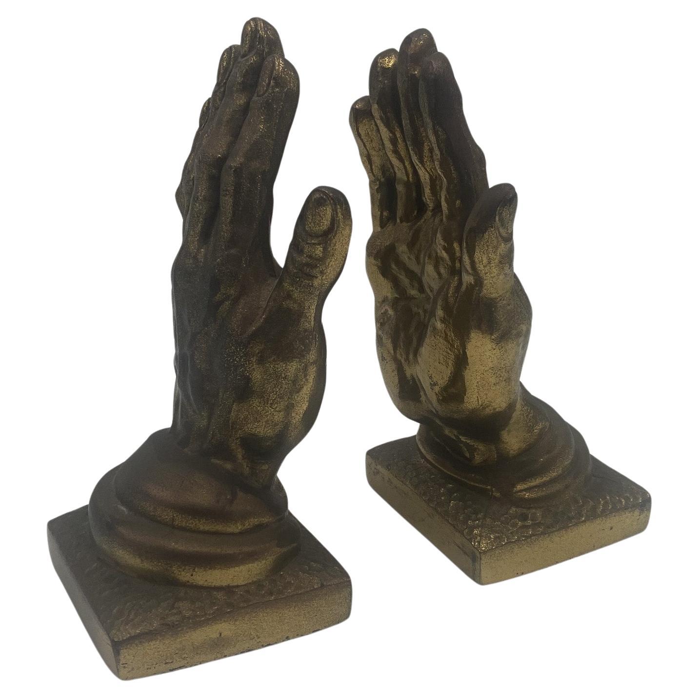 Brass Praying Hands Bookends, 1970's 