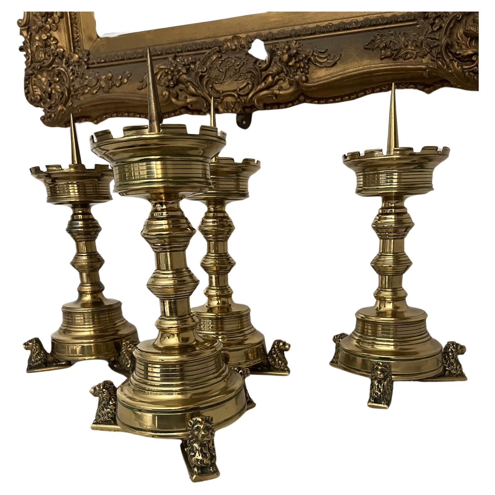 Brass Pricket Candlesticks (set of 4) For Sale