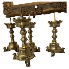 Antique Brass Pricket Candlesticks (set of 4)