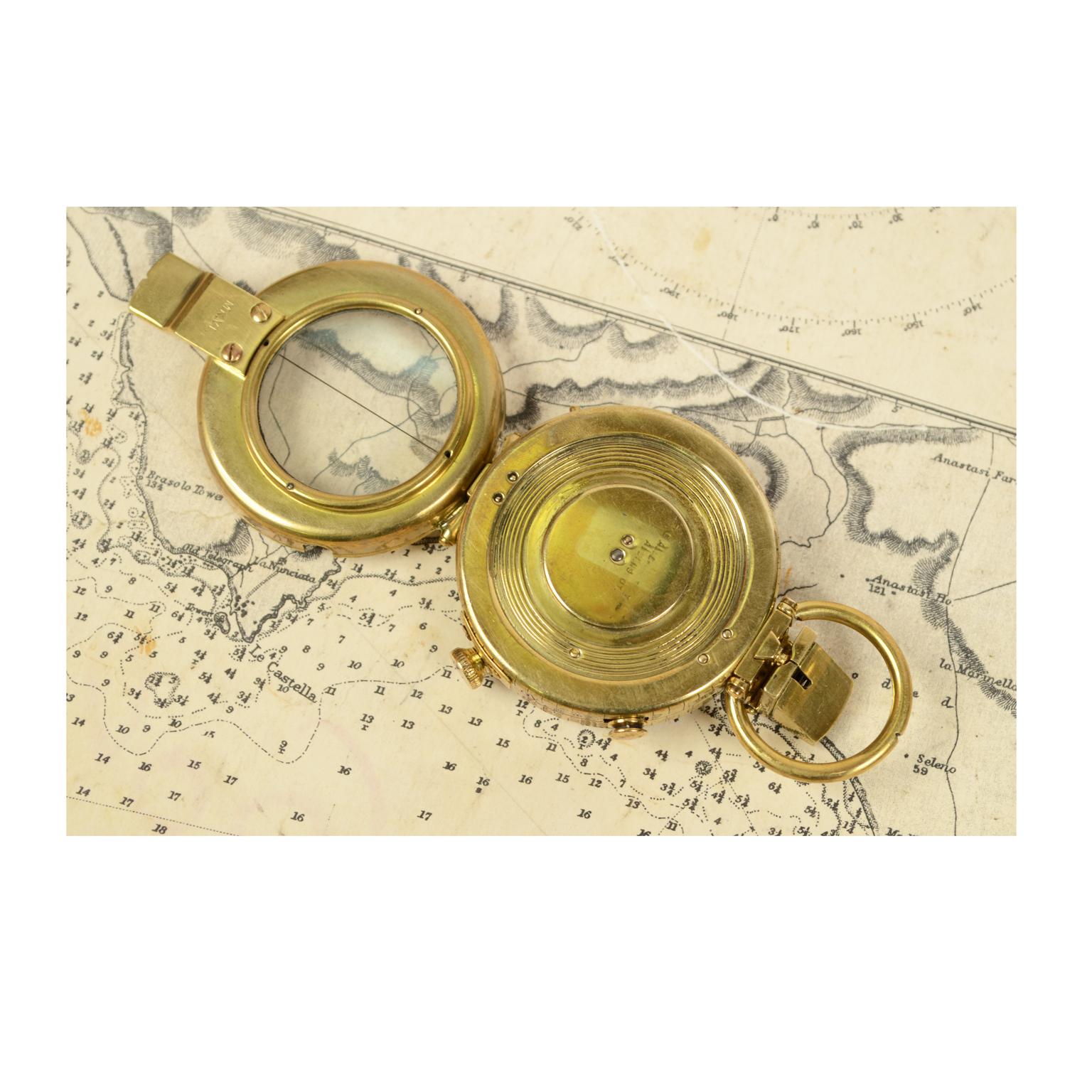 Early 20th Century Brass Prismatic Bearing Compass, 1918