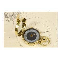 Brass Nautical Antiques Prismatic Bearing Compass UK 1916 Original Leather Case