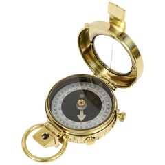 Brass Nautical Antiques Prismatic Bearing Compass UK 1916 Original Leather Case