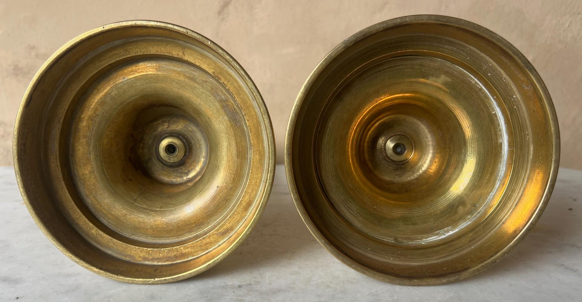 Brass Push Up Candlesticks, French, 19th C. 8