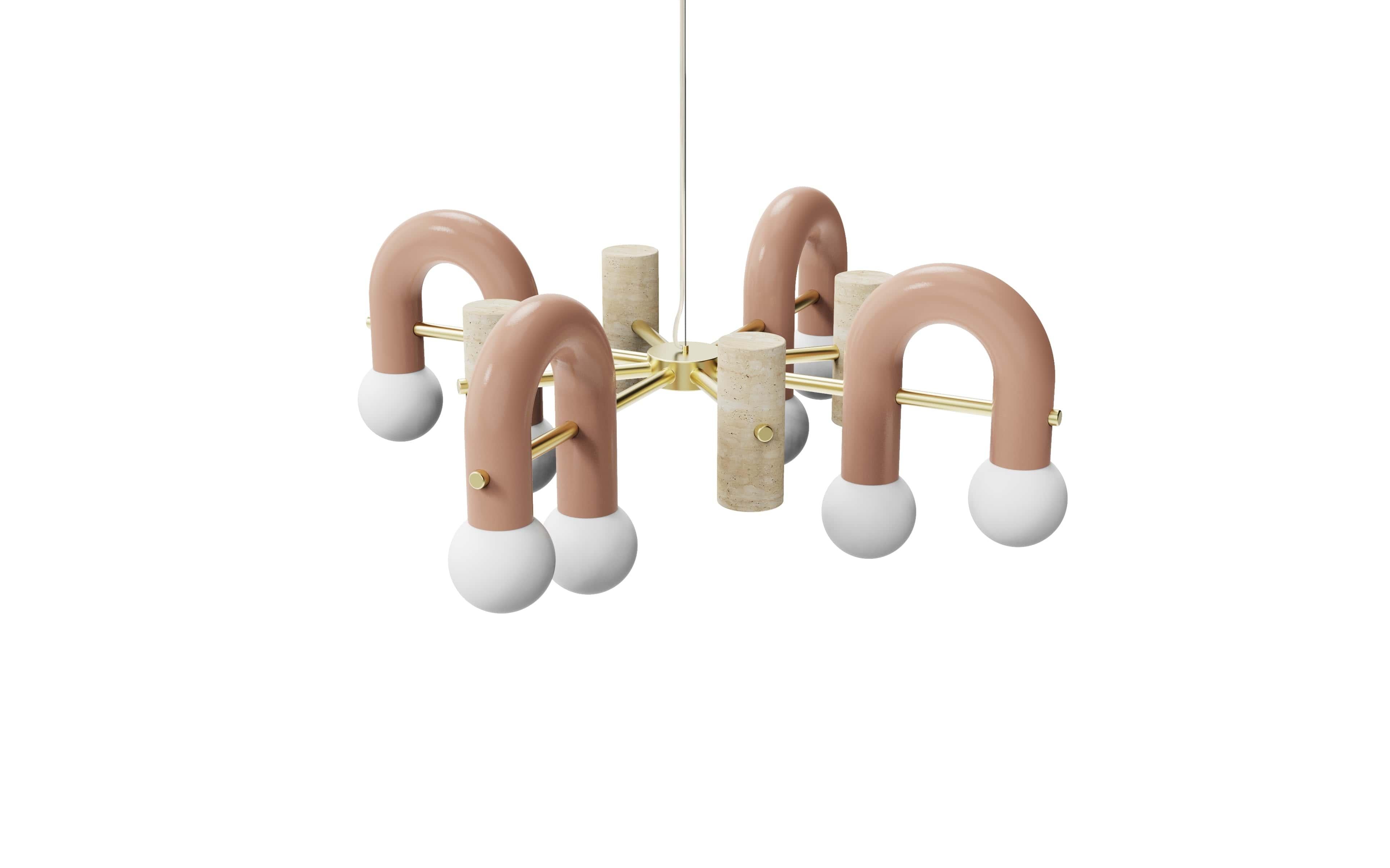 Brass Pyppe suspension lamp 100 by Dooq
Dimensions: 36 x 100 x 100 cm
Materials: Lacquered metal, brass, nickel/copper, travertine

All our lamps can be wired according to each country. If sold to the USA it will be wired for the USA for