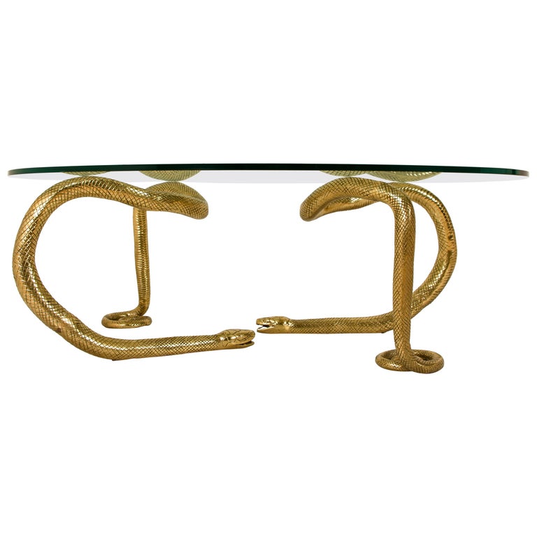Brass ‘Python’ Coffee Table Attributed to Alain Chervet at 1stDibs