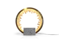 Scultura da tavolo in ottone e cristallo di quarzo, Prometheus IV di Christopher Boots