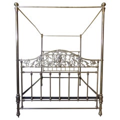 Antique Brass Queen Size Four Poster Bed C1890