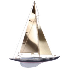 Brass Racing Sail Boat Wall Mount Sculpture