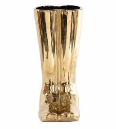 Brass Rainboot-Shaped Umbrella Stand