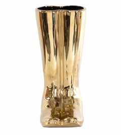 Brass Rainboot-Shaped Umbrella Stand