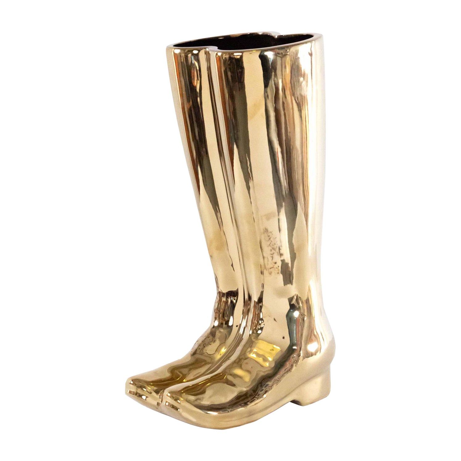 Brass Rainboot-Shaped Umbrella Stand