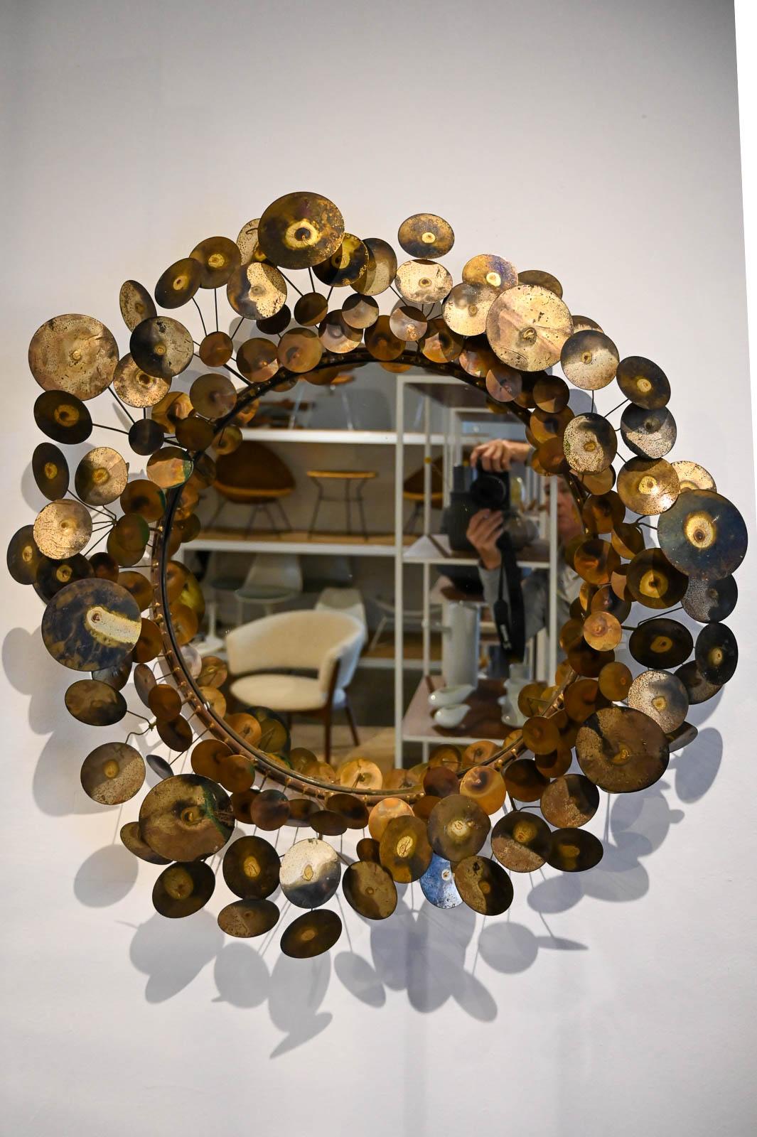 Brass Raindrops Mirror by Curtis Jere, ca. 1968 2