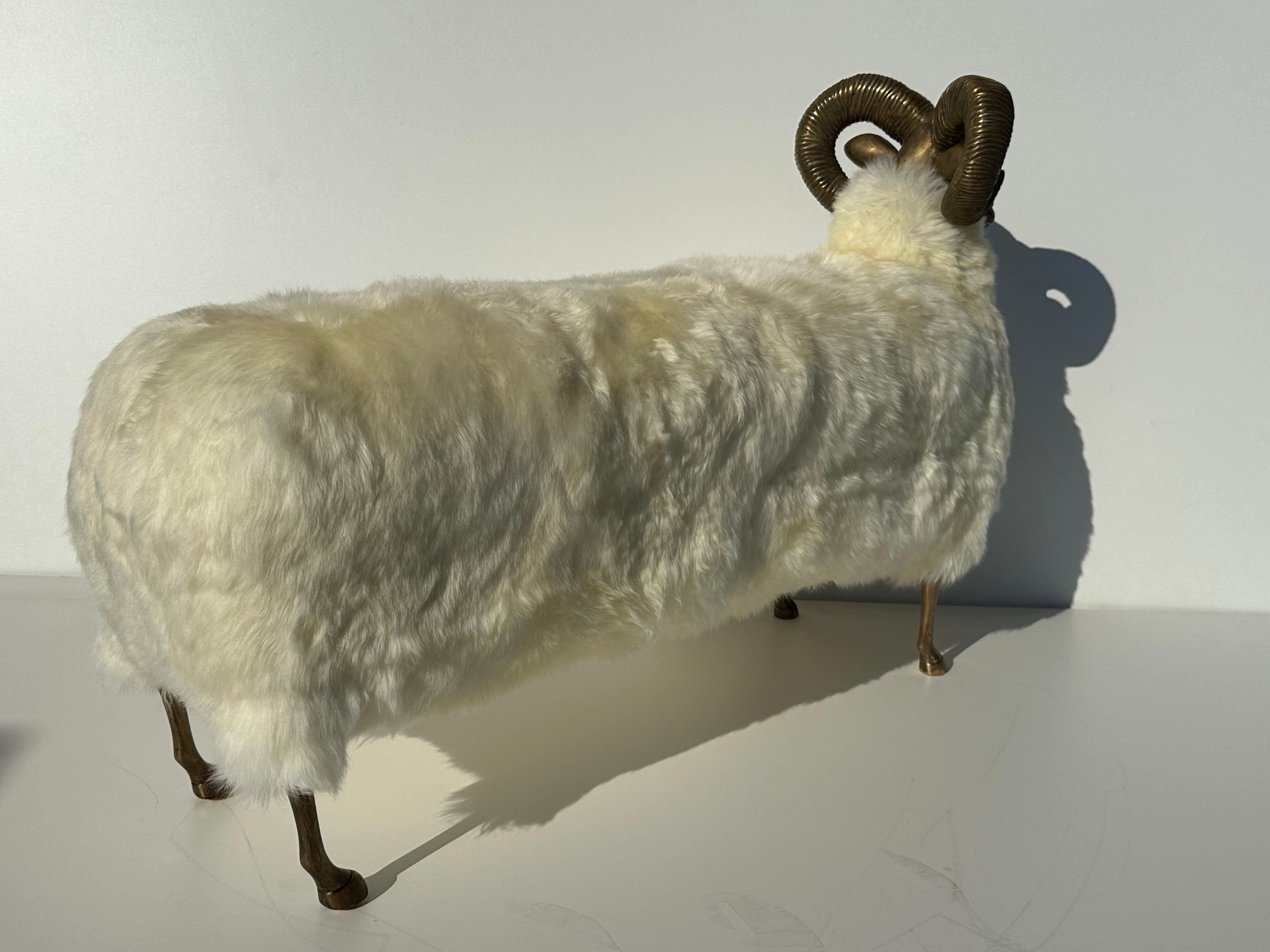 Brass Ram Footrest Bench For Sale 8