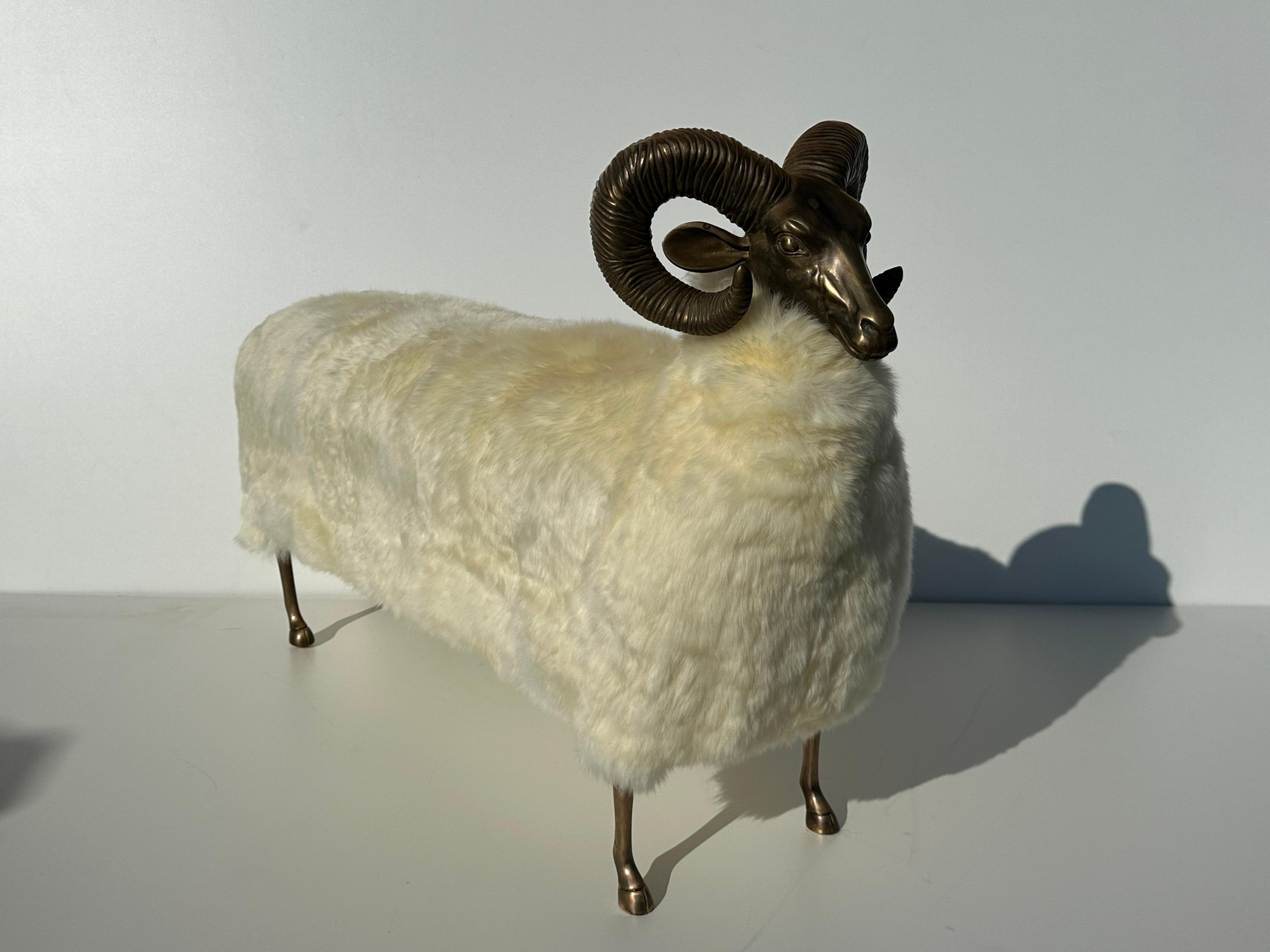 Brass Ram Footrest Bench For Sale 1