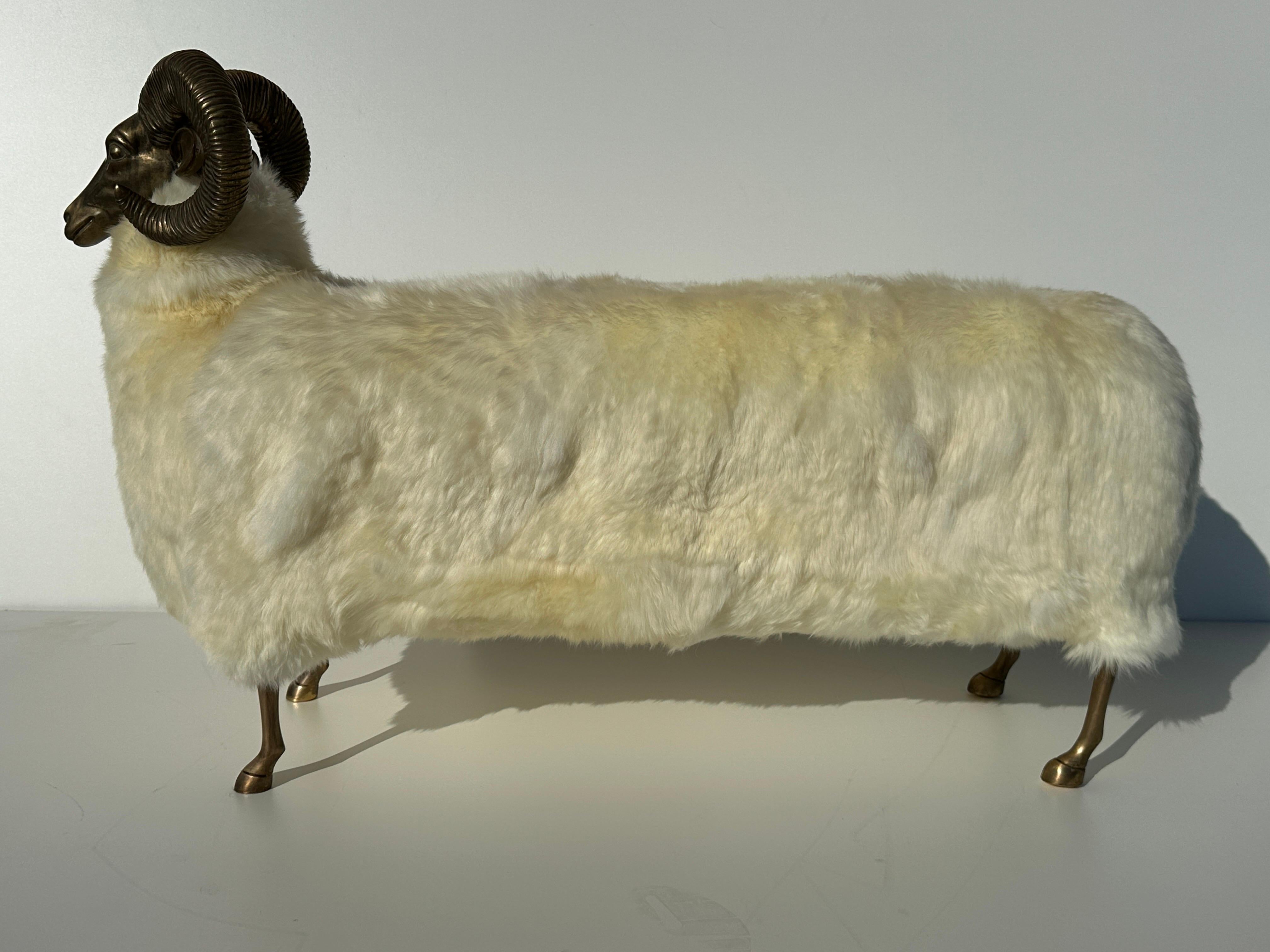 Brass Ram Footrest Bench For Sale 3