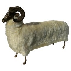 Brass Ram Footrest Bench