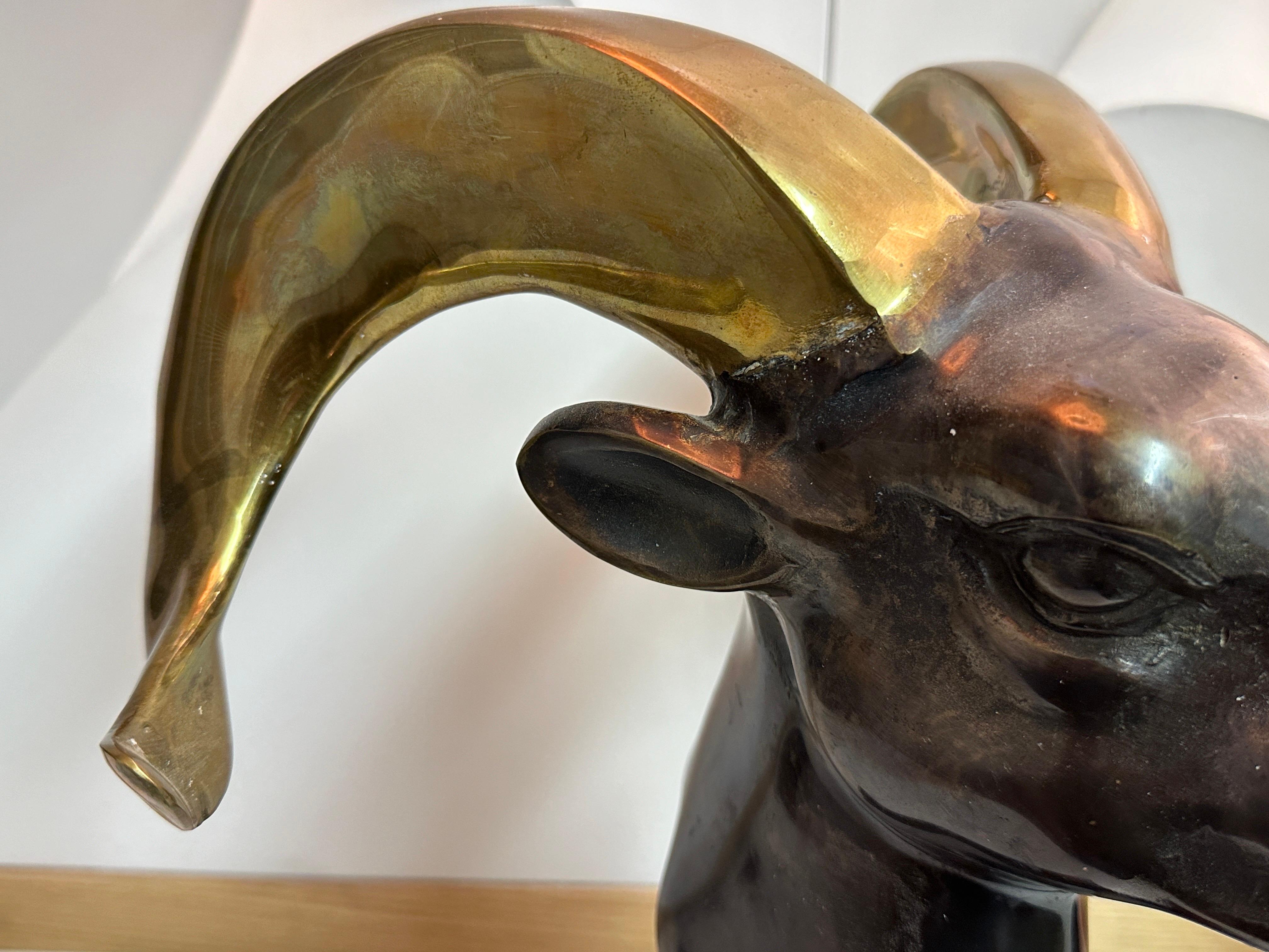 Brass Ram / Goat Head Sculpture 3