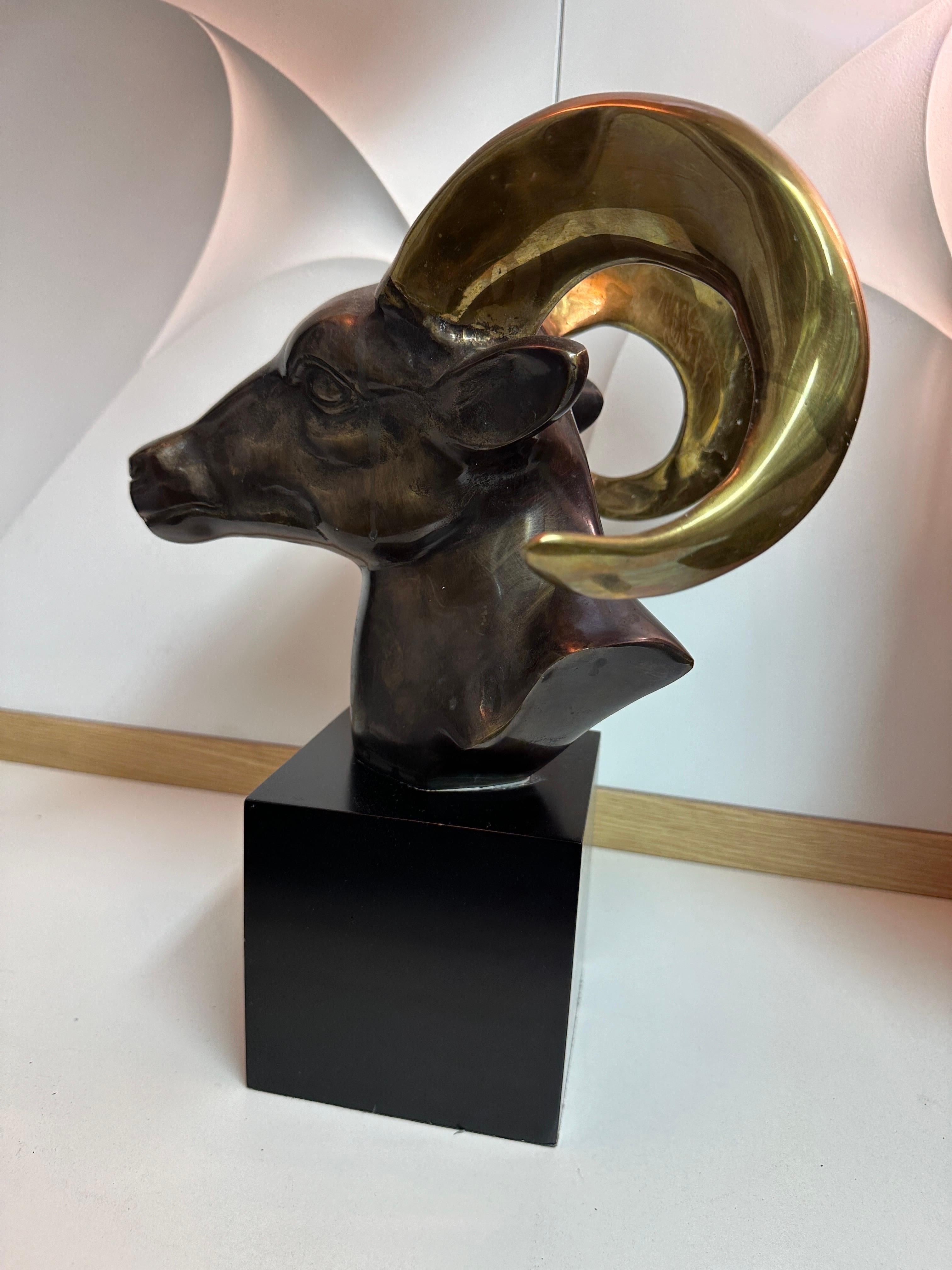 Italian Brass Ram / Goat Head Sculpture