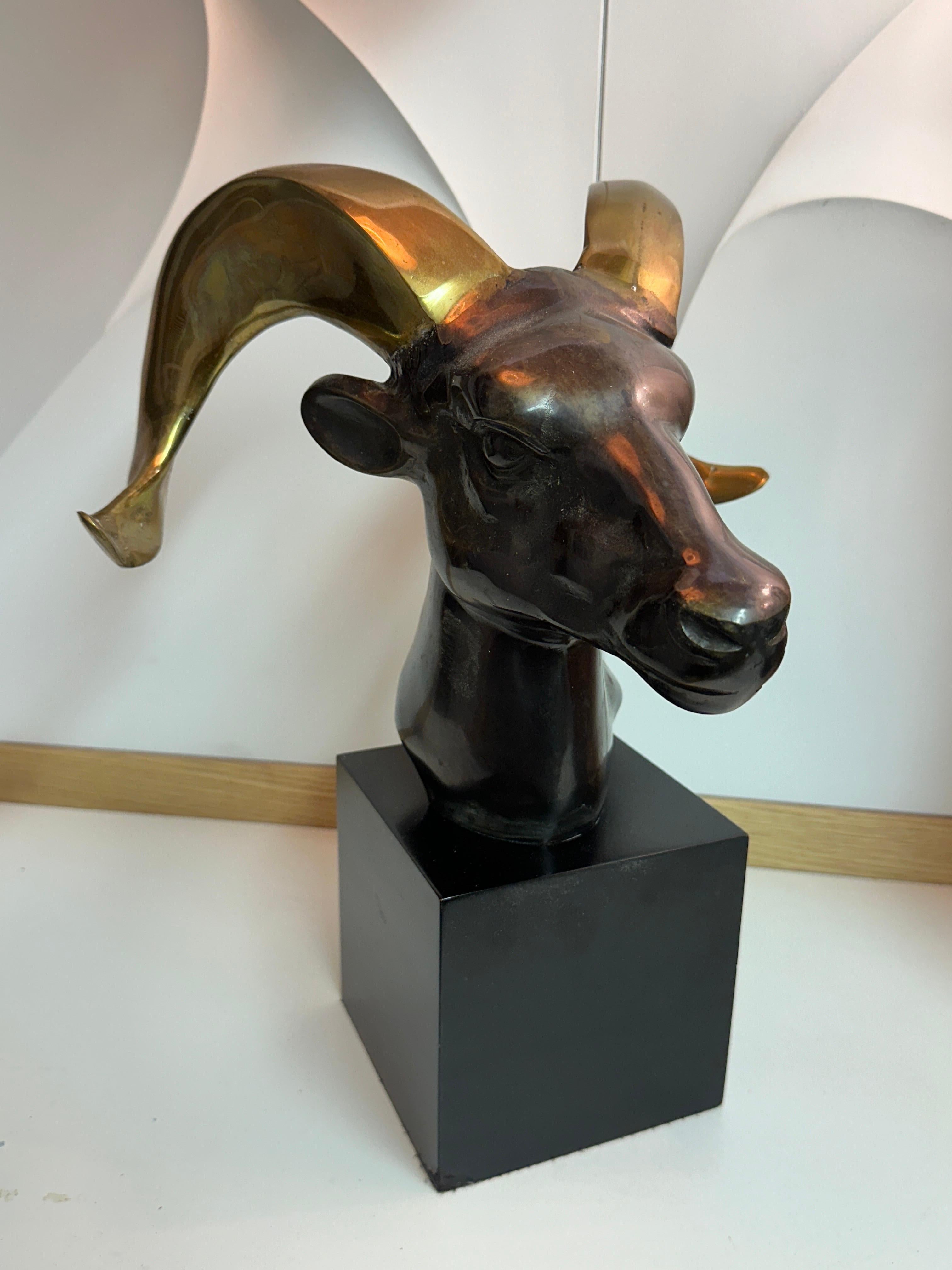 Brass Ram / Goat Head Sculpture 1