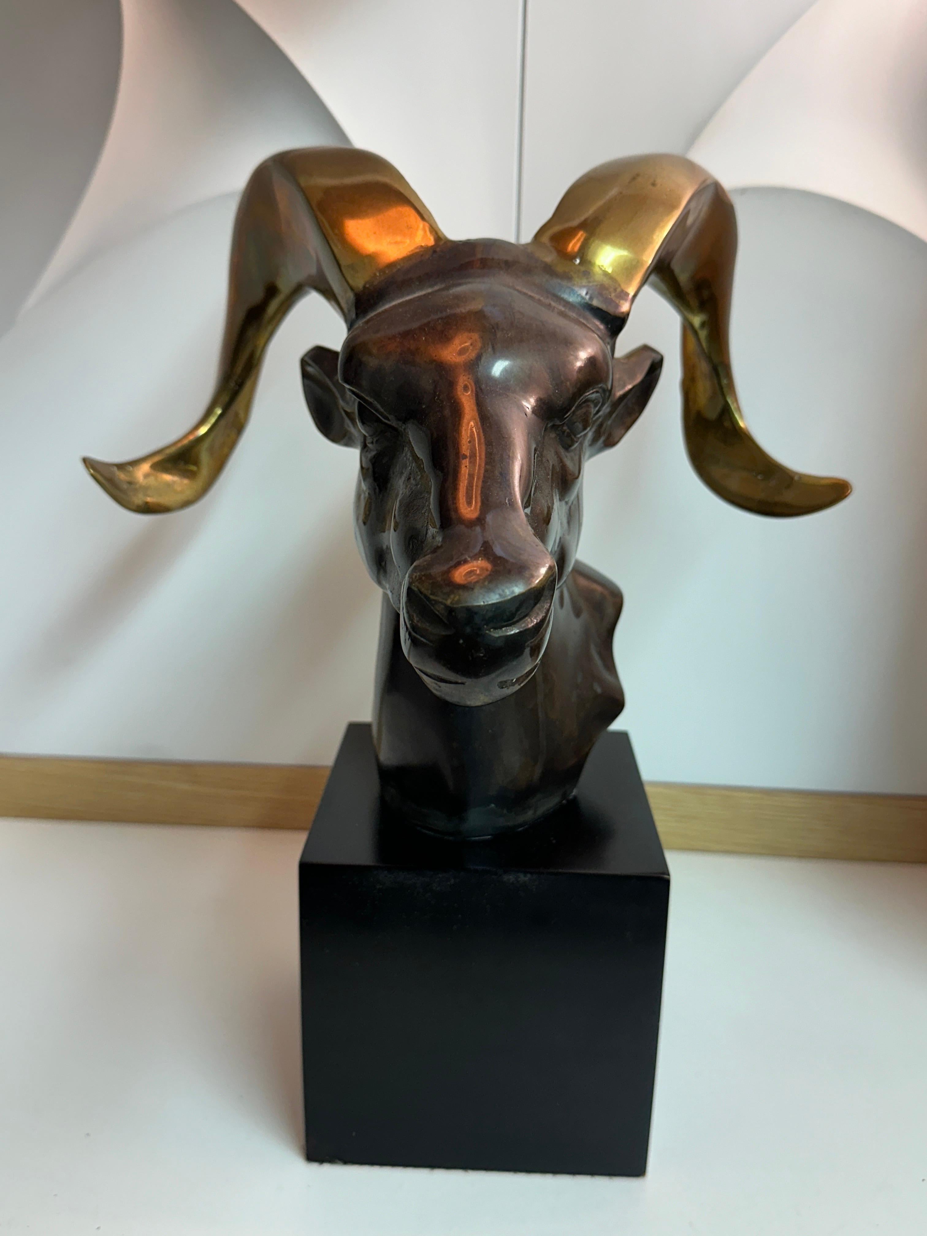 Brass Ram / Goat Head Sculpture 2