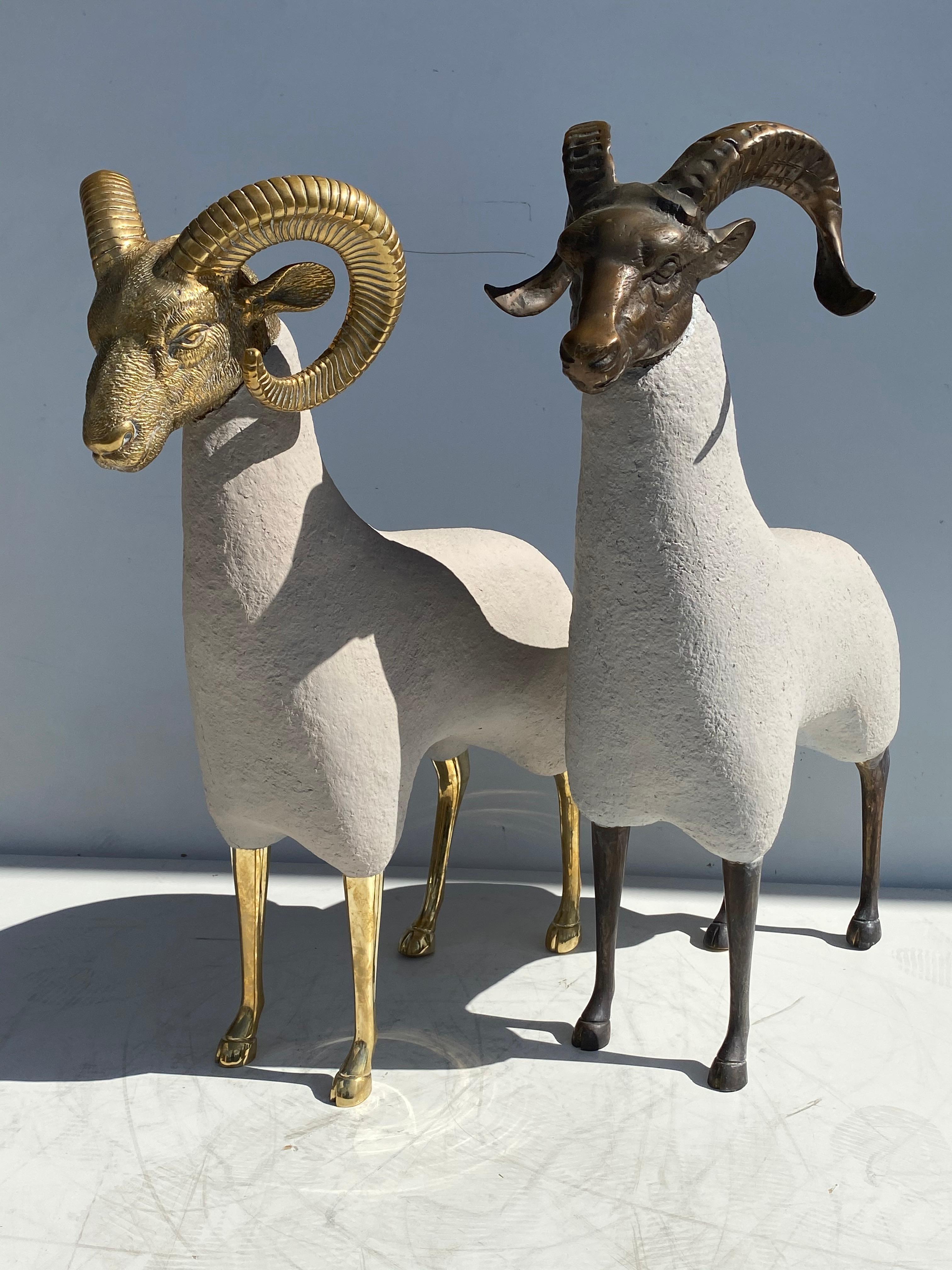 Brass Ram Sculpture in Faux Concrete For Sale 6
