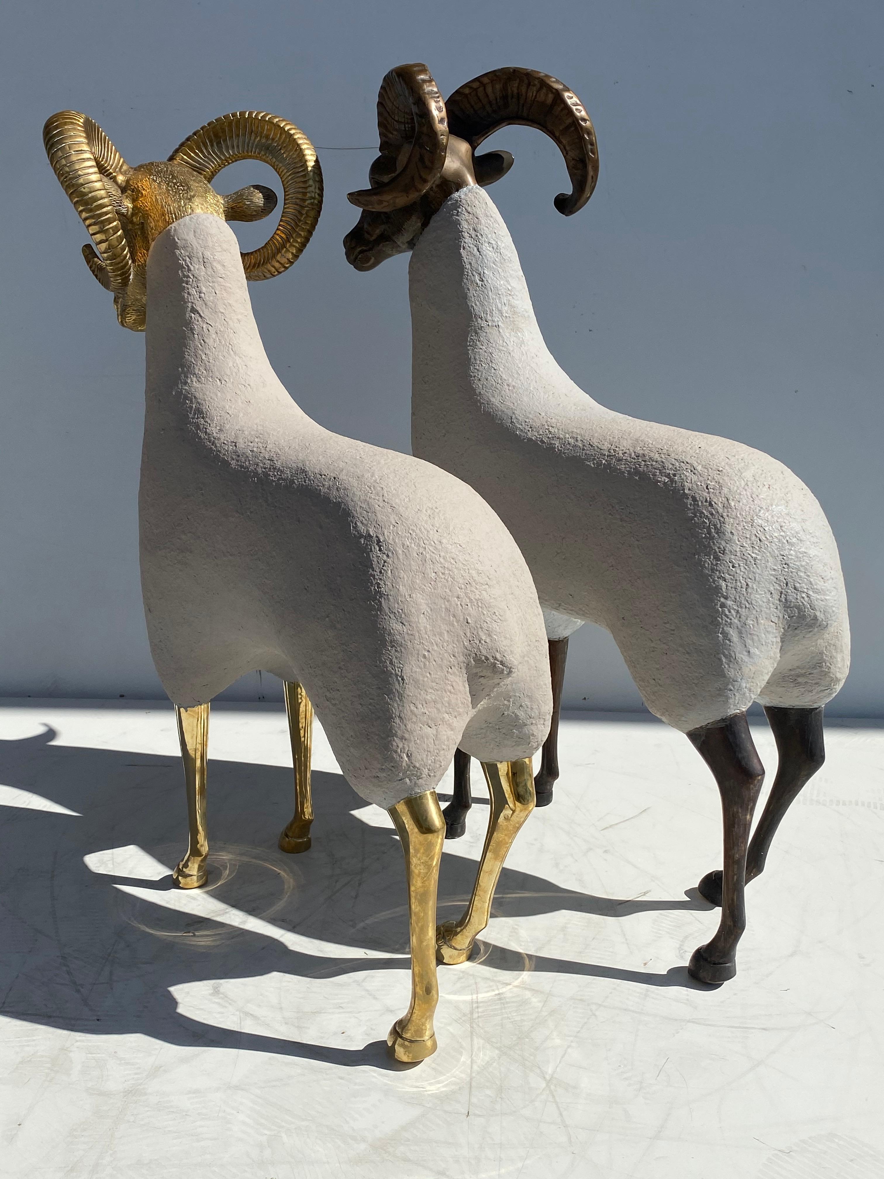 Brass Ram Sculpture in Faux Concrete For Sale 7
