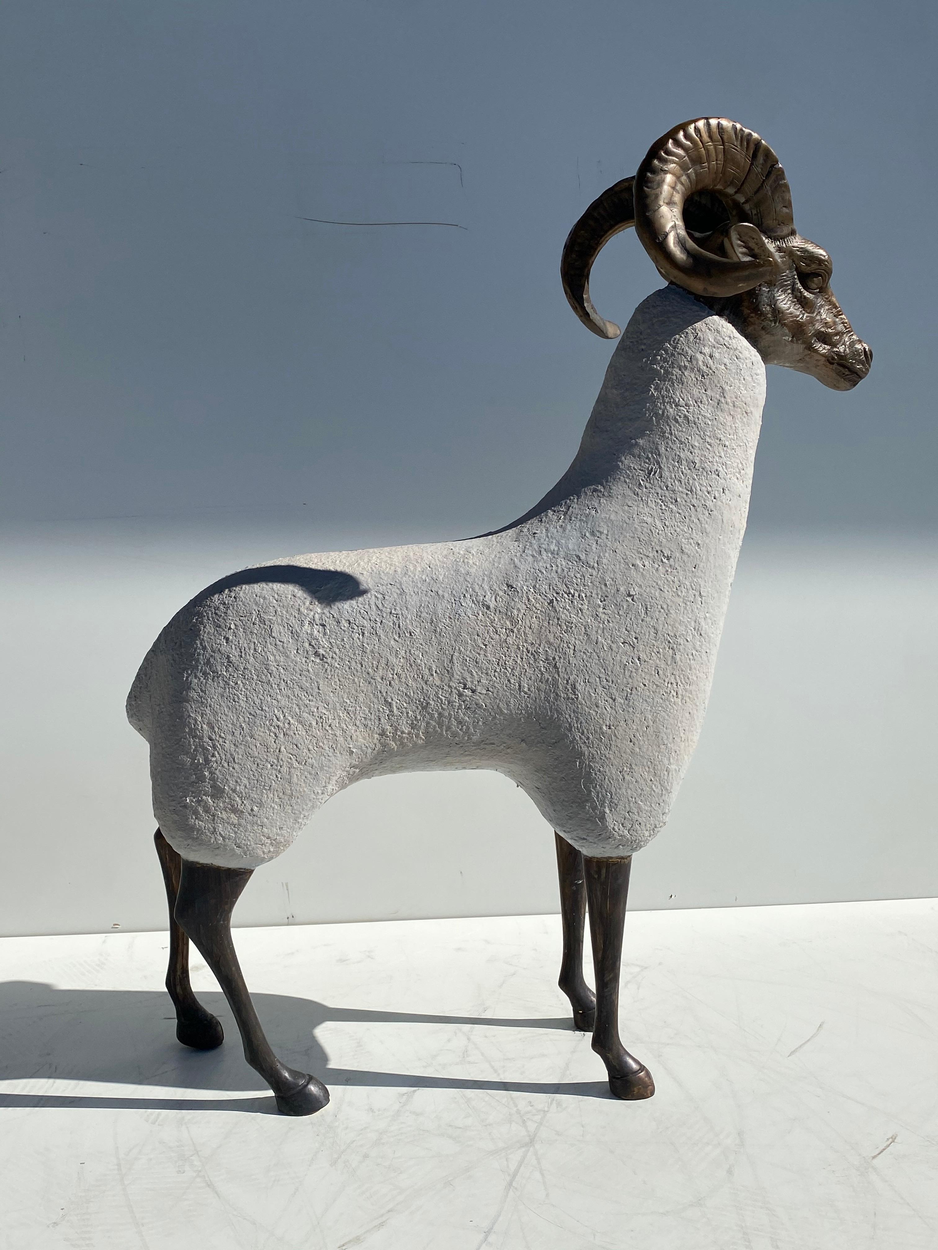 Late 20th Century Brass Ram / Sheep Sculpture