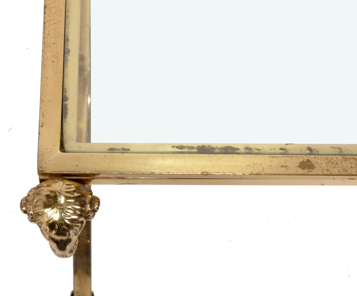 French Brass Rams Head End Table in the Manner of Maison Jansen For Sale