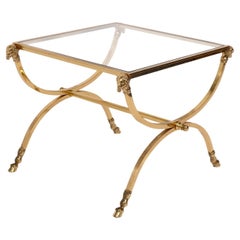 Brass Rams Head End Table in the Manner of Maison Jansen