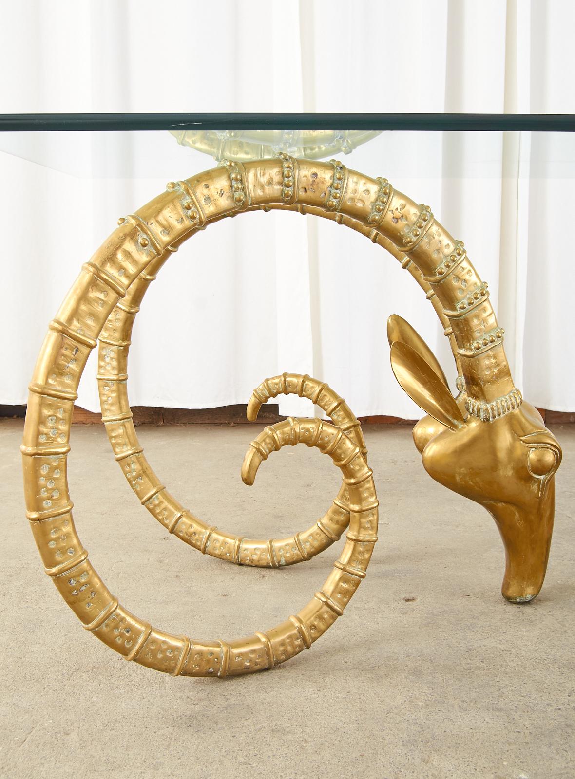 Brass Rams Head Ibex Dining Table Atrributed to Alain Chervet 4