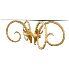 Brass Rams Head Ibex Dining Table Atrributed to Alain Chervet
