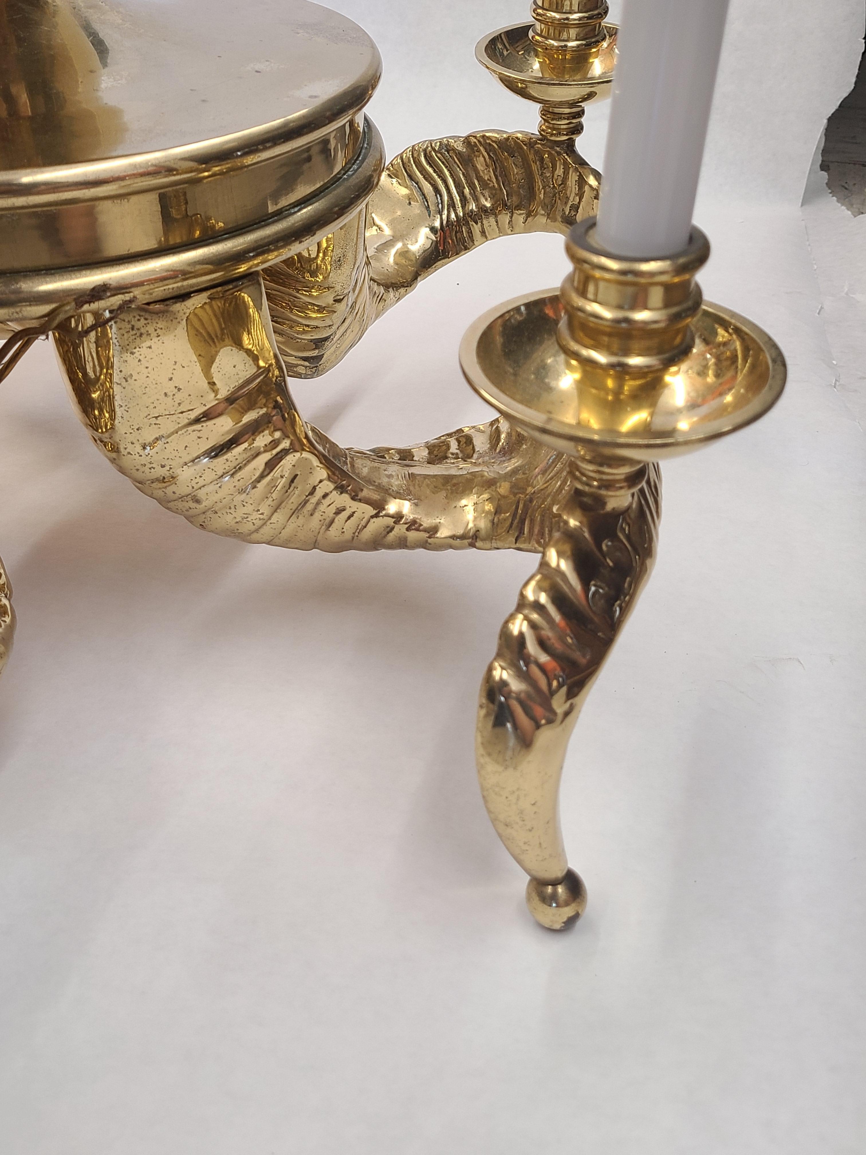 Mid-20th Century Brass Rams Horn Chandelier by Chapman circa 1960 For Sale