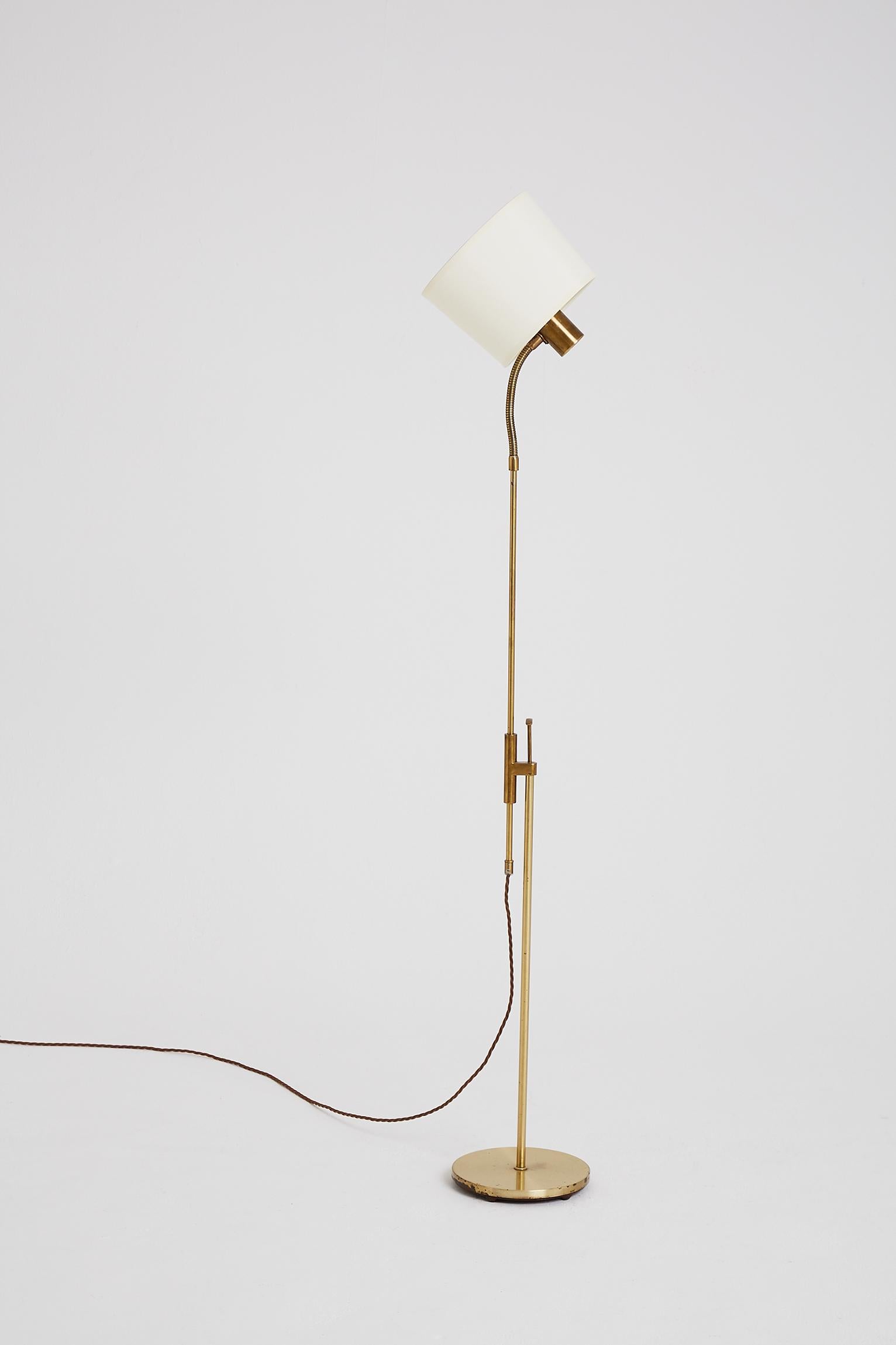 French Brass Reading Floor Lamp by Falkenbergs Belysning