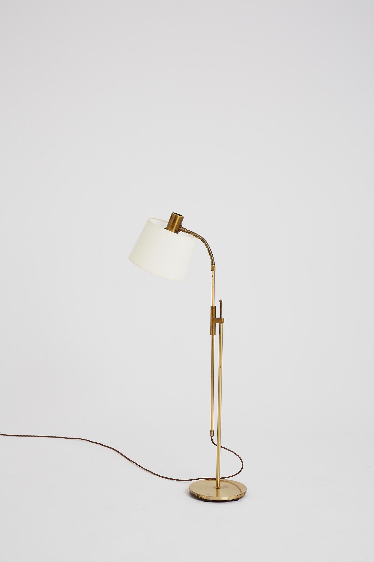 20th Century Brass Reading Floor Lamp by Falkenbergs Belysning