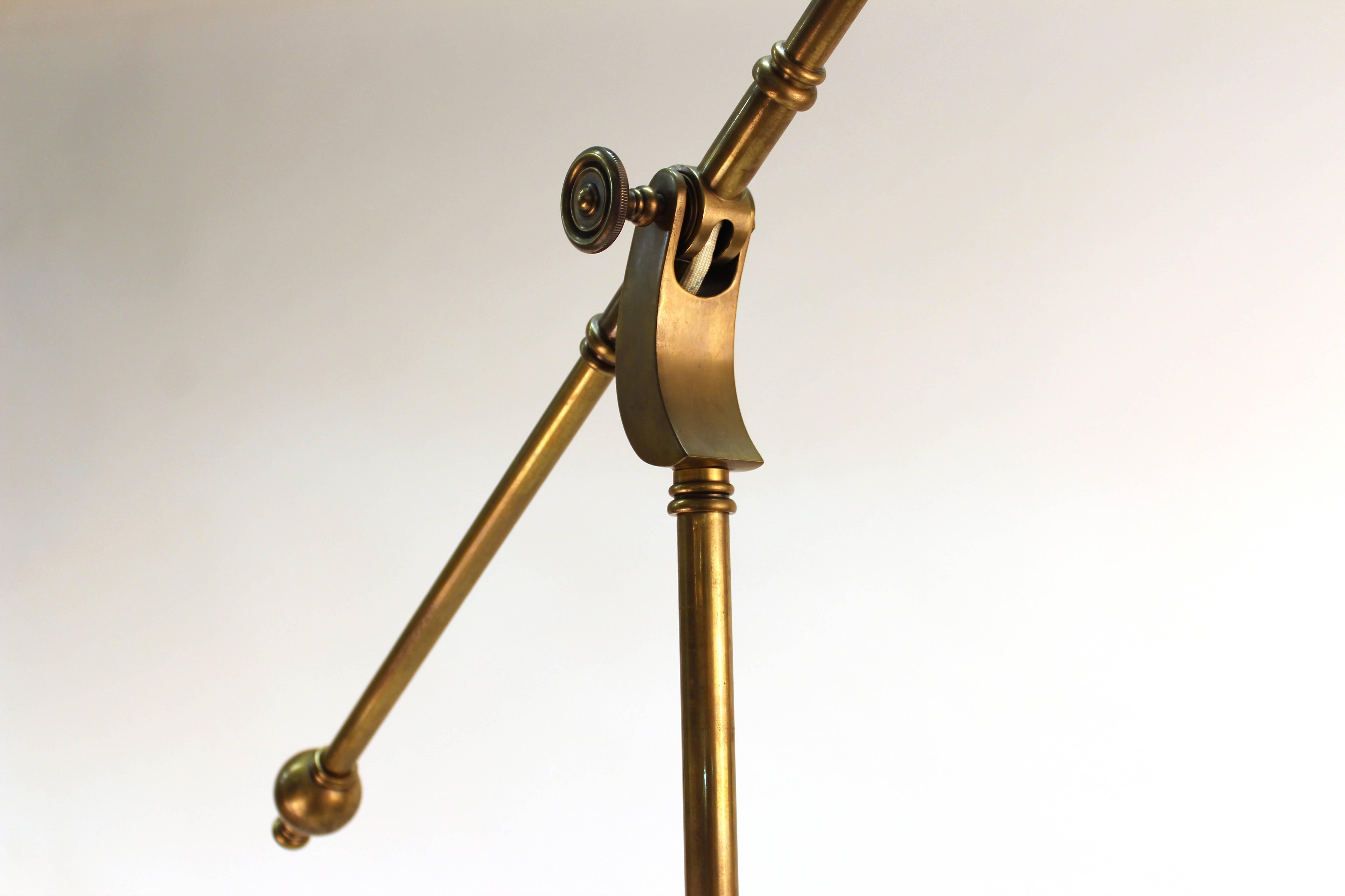 20th Century Brass Reading Lamp with Tripod Base