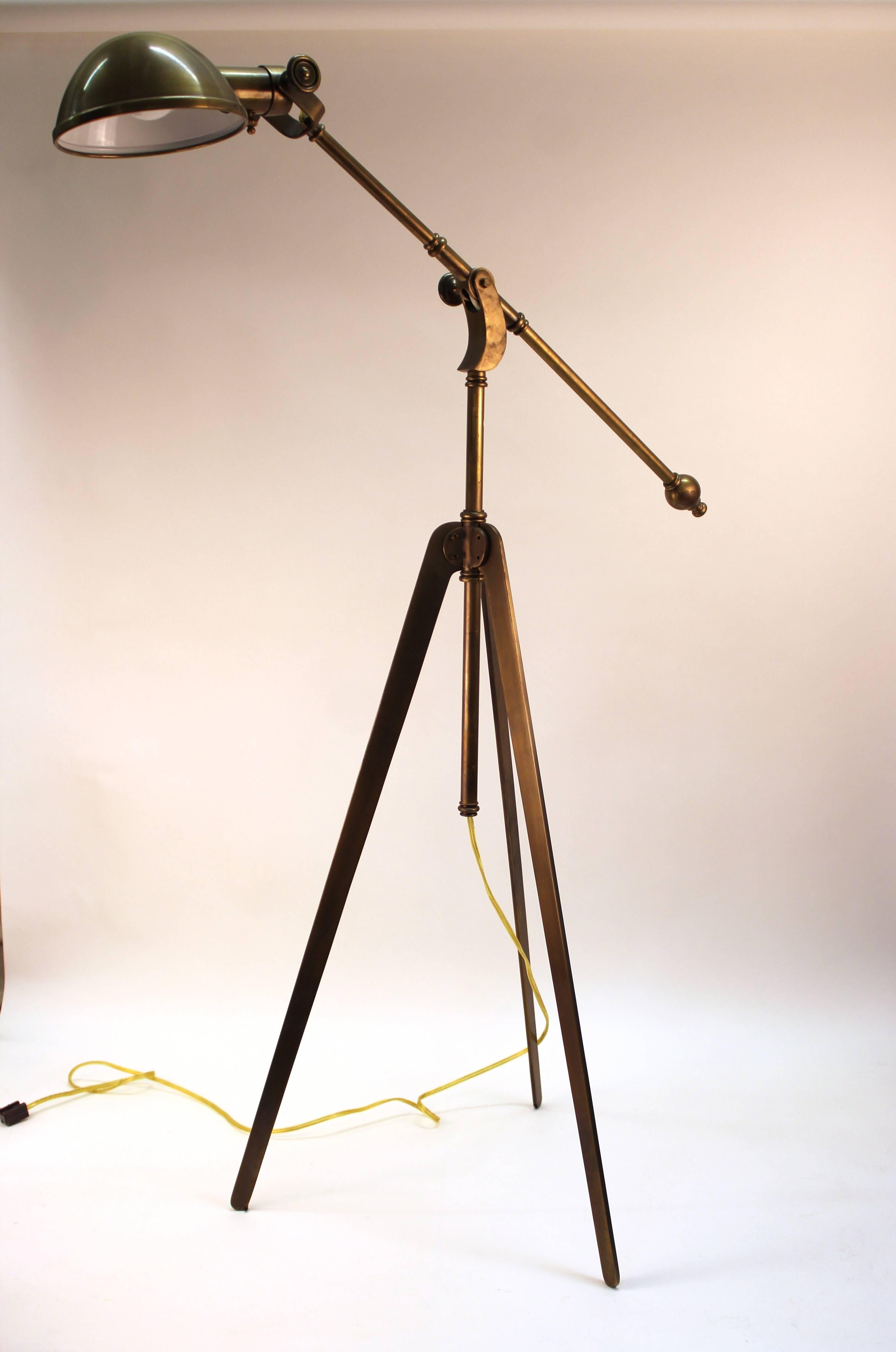 Brass Reading Lamp with Tripod Base 4