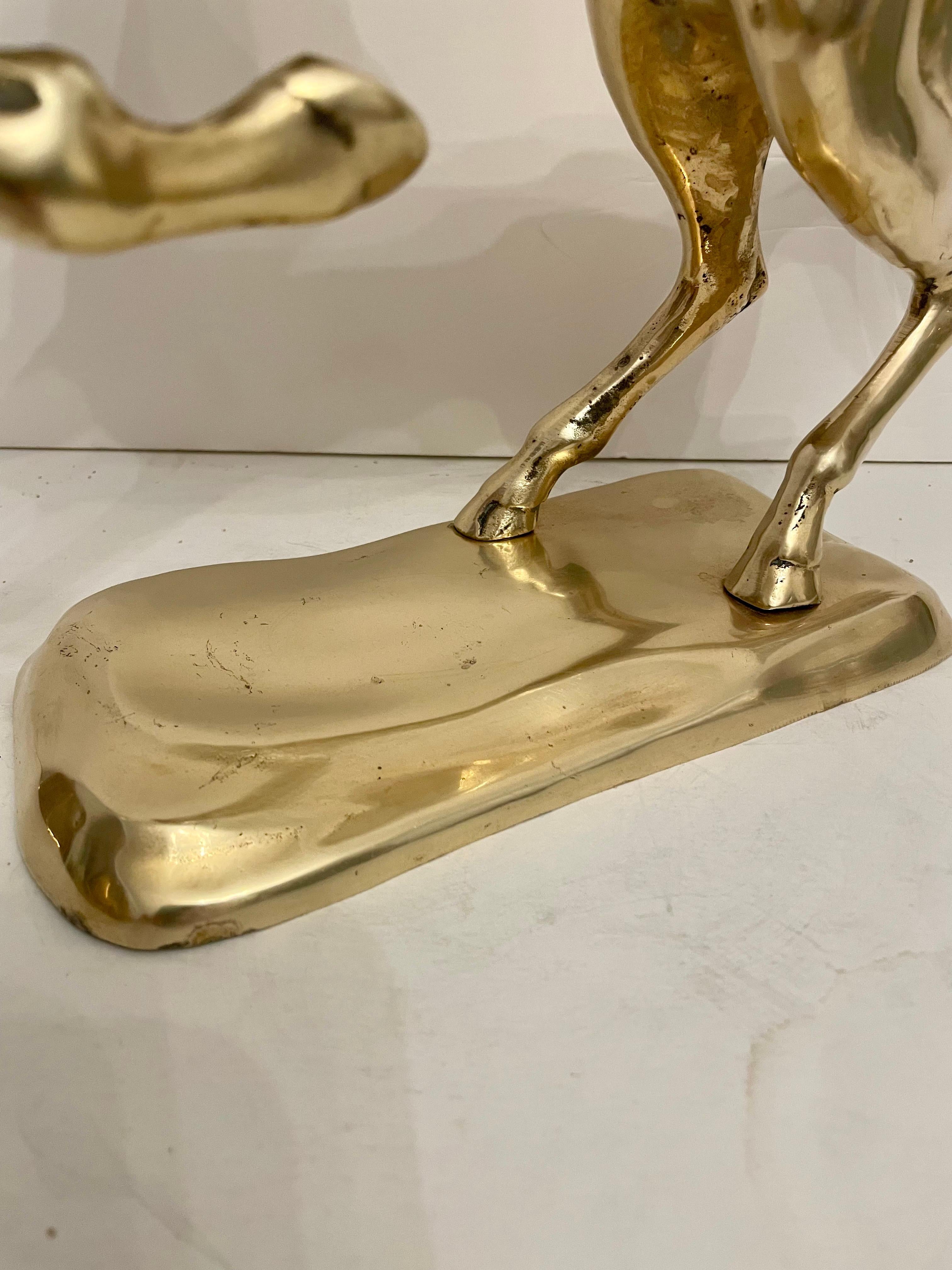 Brass Rearing Horse Sculpture In Good Condition For Sale In New York, NY