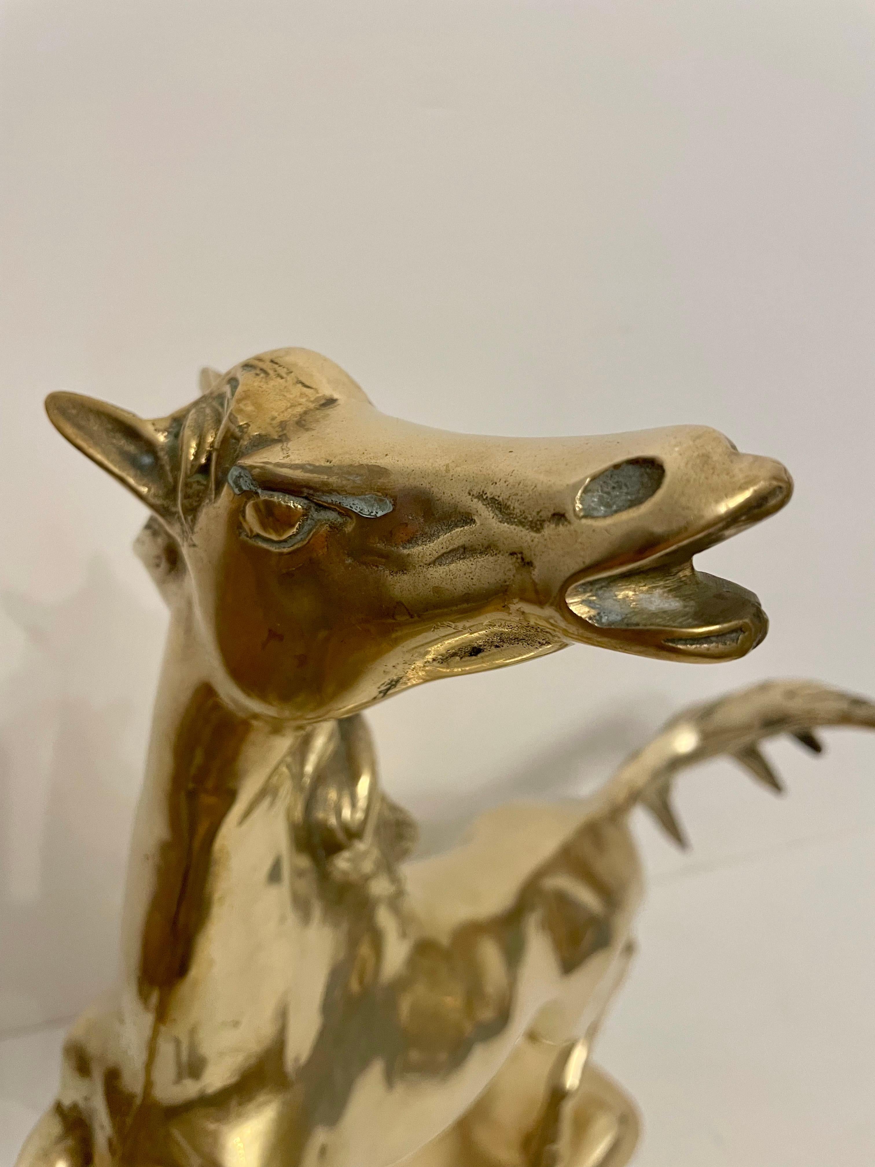 20th Century Brass Rearing Horse Sculpture For Sale