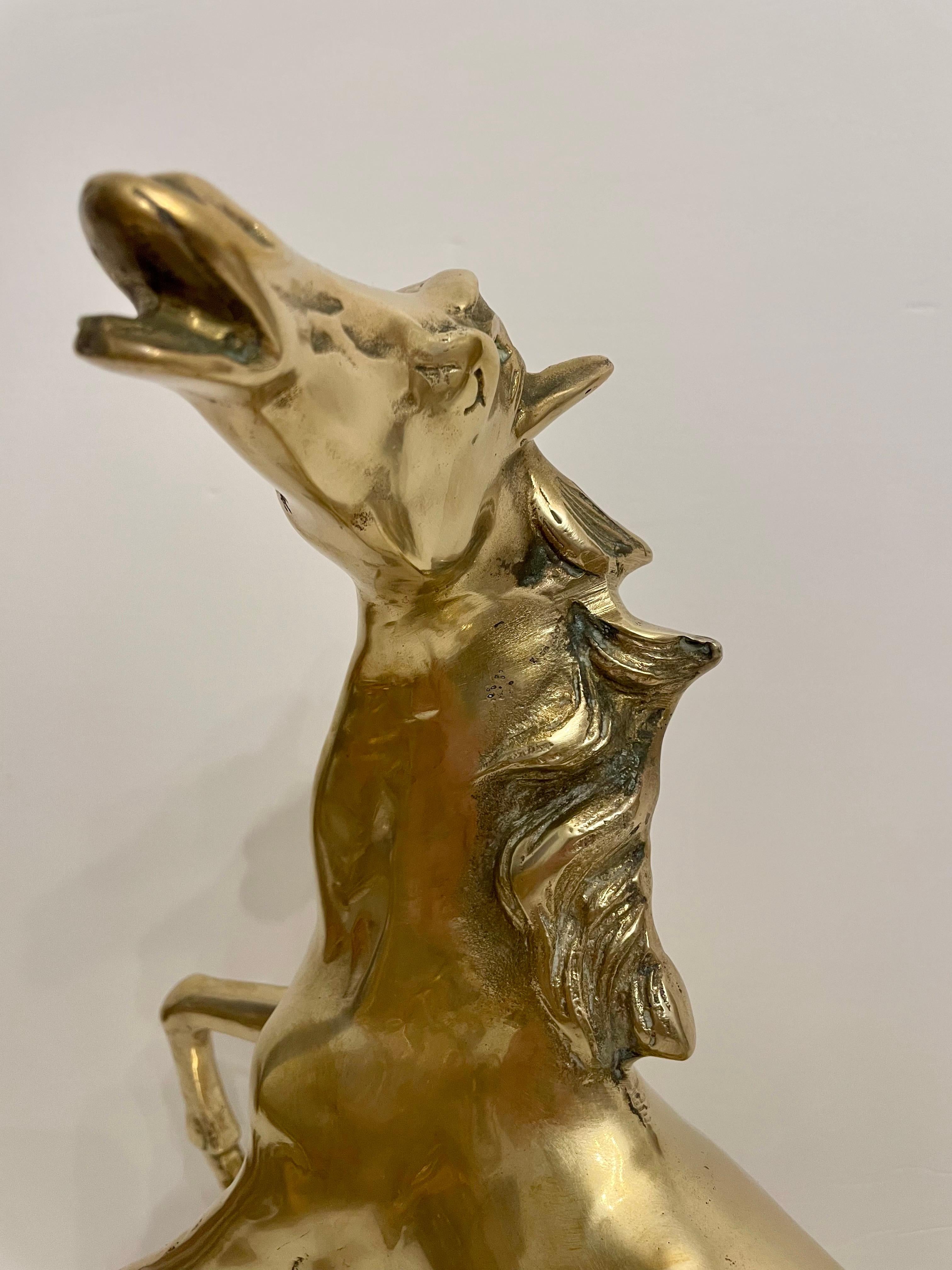 Brass Rearing Horse Sculpture For Sale 1